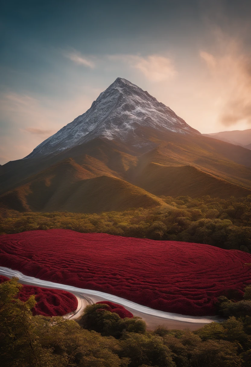 Red beans，rice，farinha，Stacked in the shape of a mountain(Best quality,8K,A high resolution,Masterpiece:1.2)