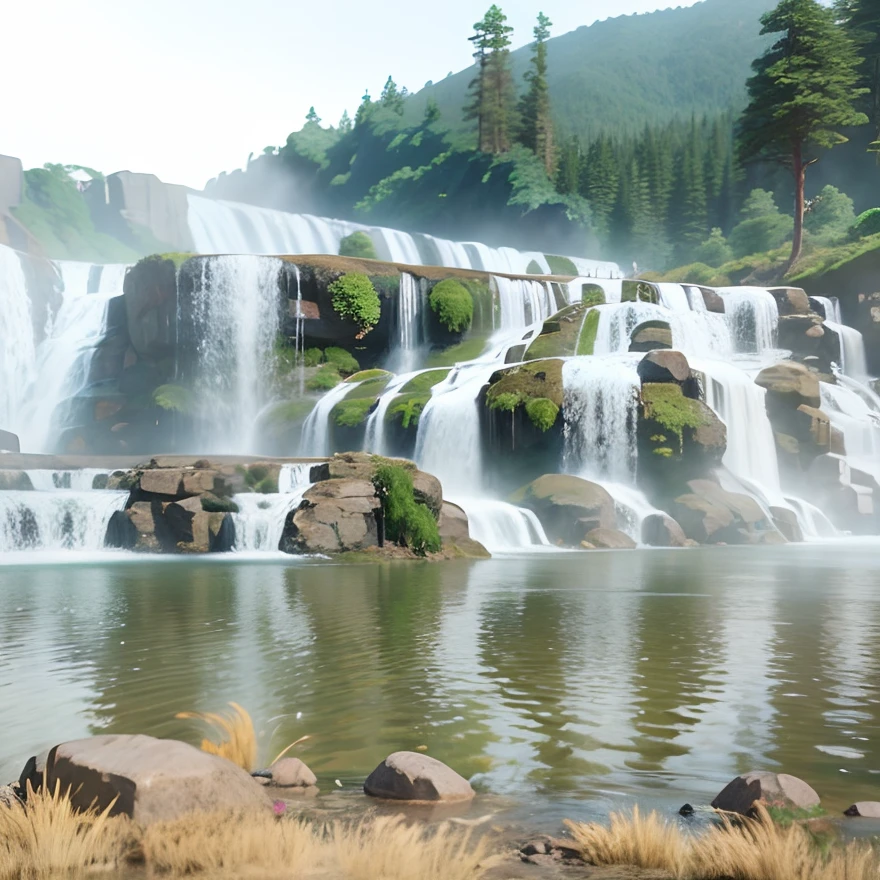 3d animation of this waterfall In Disney Pixar style