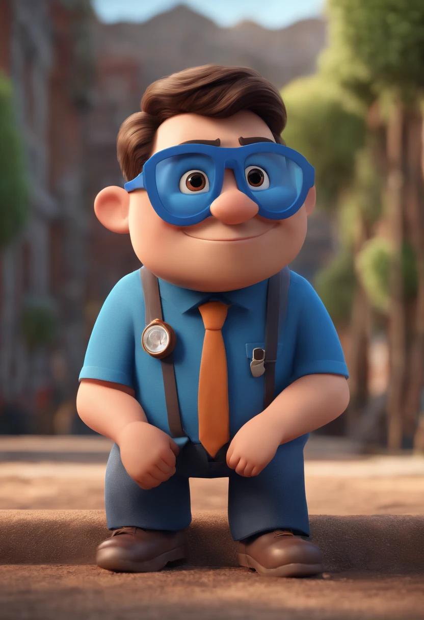 Cartoon character of a man with black glasses and a blue shirt, animation character, Caractere estilizado, animation style rendering, 3D estilizado, Arnold Maya render, 3 d render stylized, toon render keyshot, Personagem 3D, Personagem 3D, 3d rendering stylized, 3 d character render, personagem de desenho animado, Personagem de close up, Pose de personagem, (Estilo Pixar) (master part:1.2) (Bokeh) (best quality) (pele detalhada) (textura detalhada) (8k) (argila) (Cinematic lighting) (foco nítido