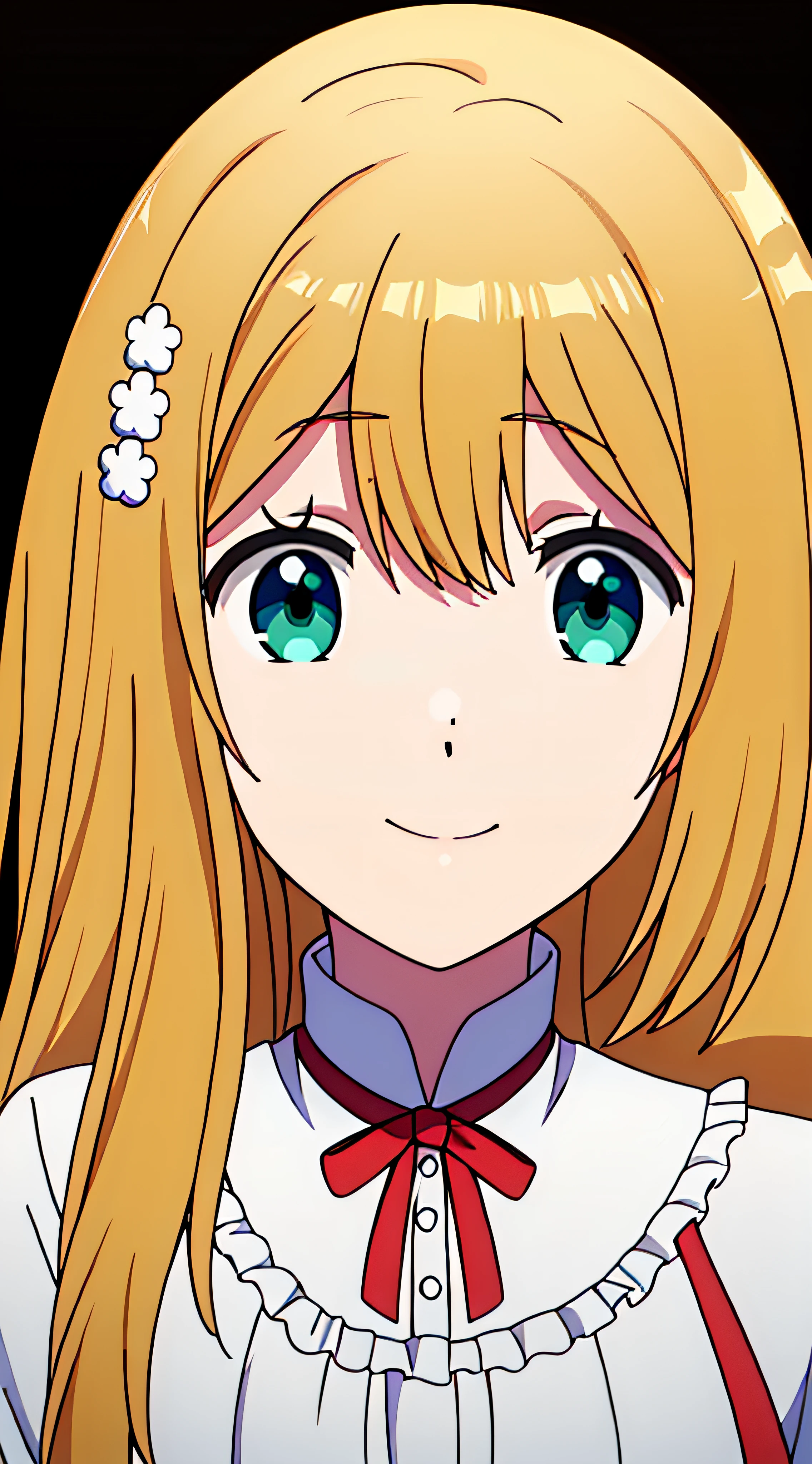 Simple White Background, red and white dress,red ribbon, frills,long sleeves, hair ornament, bangs, blonde hair,long hair, Green Eyes, 1 girl, 20yo,Young female,Beautiful Finger,Beautiful long legs,Beautiful body, Beautiful Nose,Beautiful character design, perfect eyes, perfect face,expressive eyes,perfect balance, looking at viewer,(Focus on her face),closed mouth, (innocent_big_eyes:1.0),(Light_Smile:0.3), official art,extremely detailed CG unity 8k wallpaper, perfect lighting,Colorful, Bright_Front_face_Lighting,White skin, (masterpiece:1.0),(best_quality:1.0), ultra high res,4K,ultra-detailed, photography, 8K, HDR, highres, absurdres:1.2, Kodak portra 400, film grain, blurry background, bokeh:1.2, lens flare, (vibrant_color:1.2),professional photograph, (Beautiful,large_Breasts:1.4), (beautiful_face:1.5),(narrow_waist),
