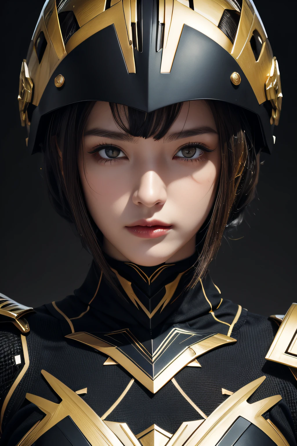 4K, masutepiece, hight resolution, absurderes,, Edge Thunderstruck, Woman in black and gold armor ,Wearing Edge and Thunder Tracks_armor, electrification, Wilding Thunder, Wearing an intricate armor helmet、​masterpiece, top-quality, hightquality, hight resolution, (facial close-up、