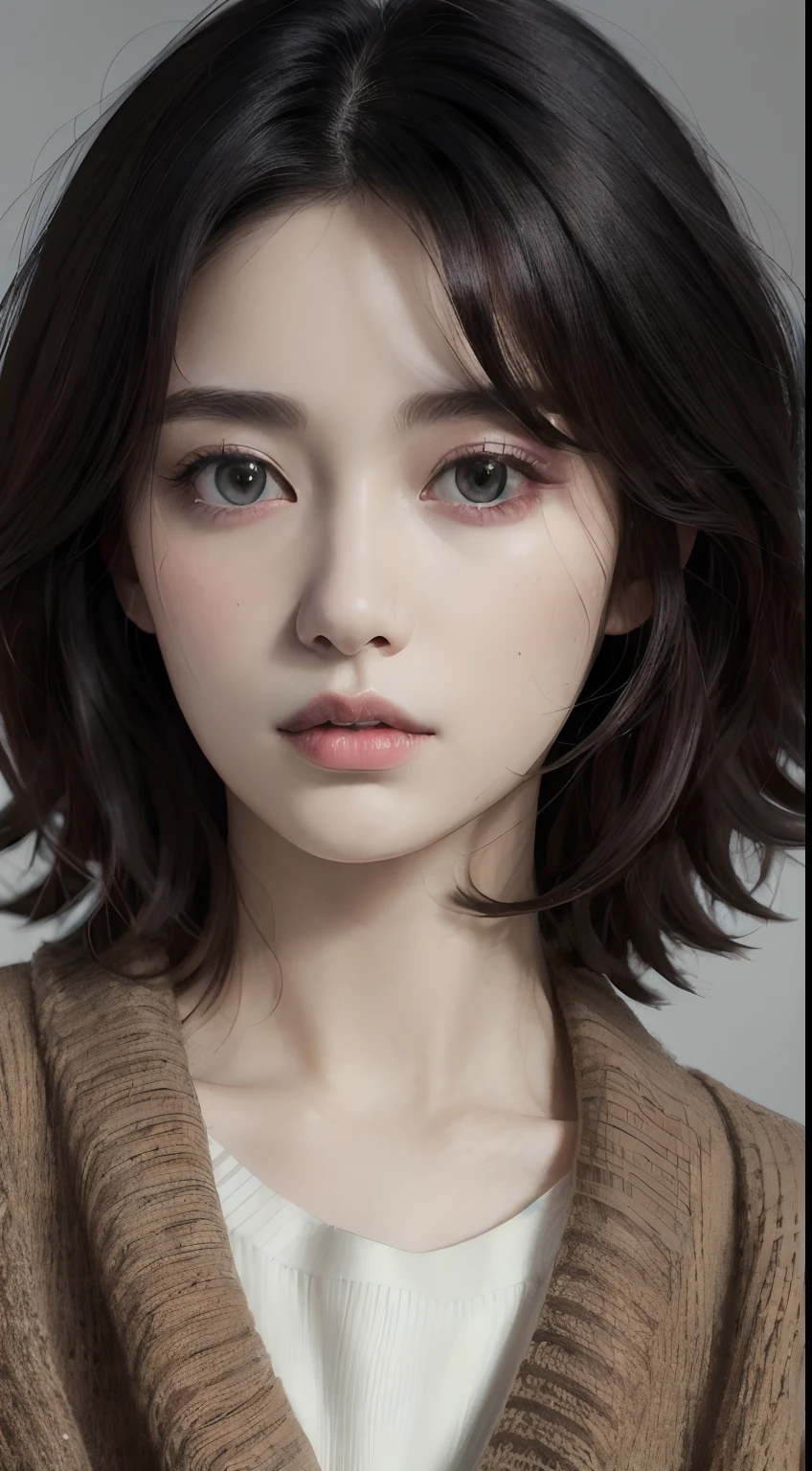 best quality,masterpiece,extremely detailed,high res,4k,ultra high res,detailed shadow,ultra realistic,realistic,dramatic lighting,1girl,solo,detailed face,realistic eyes,realistic skin,white dress,purple hair,dynamic pose, white lace dress