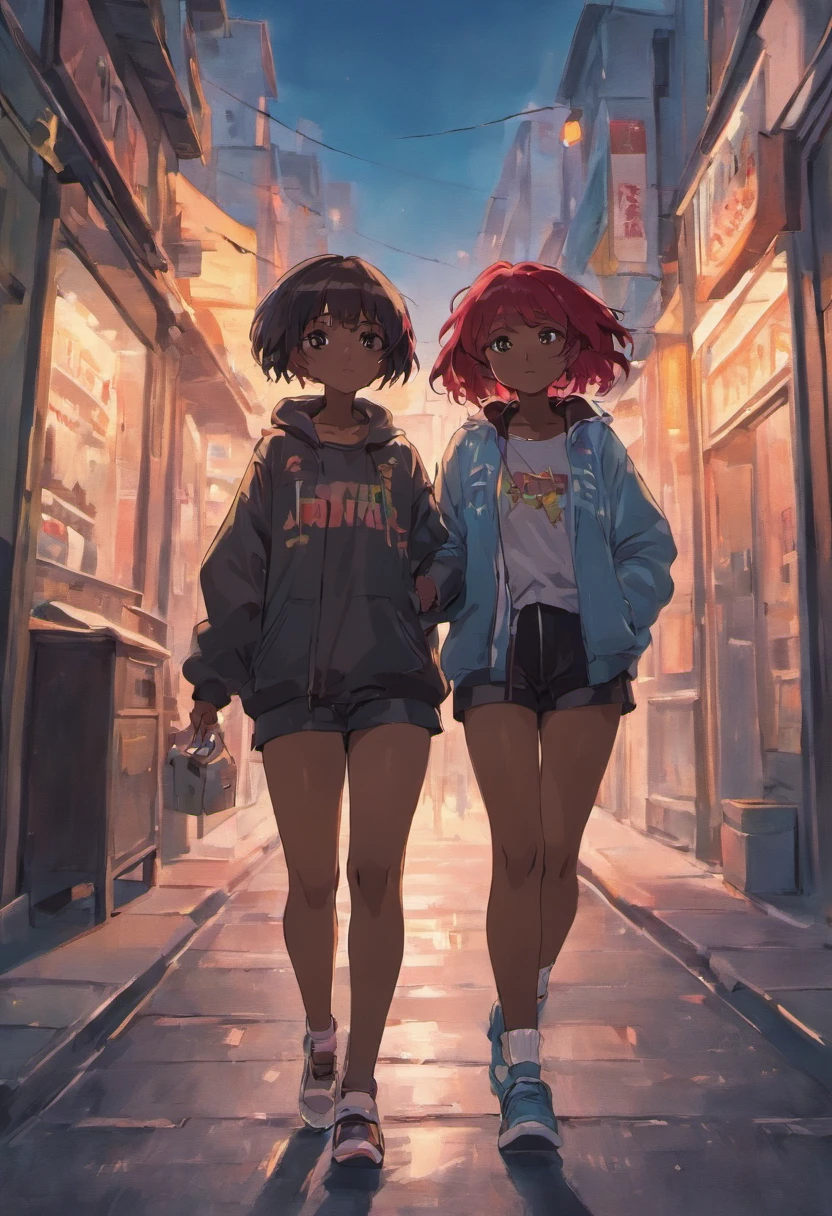 Black lesbian couple walking down the street