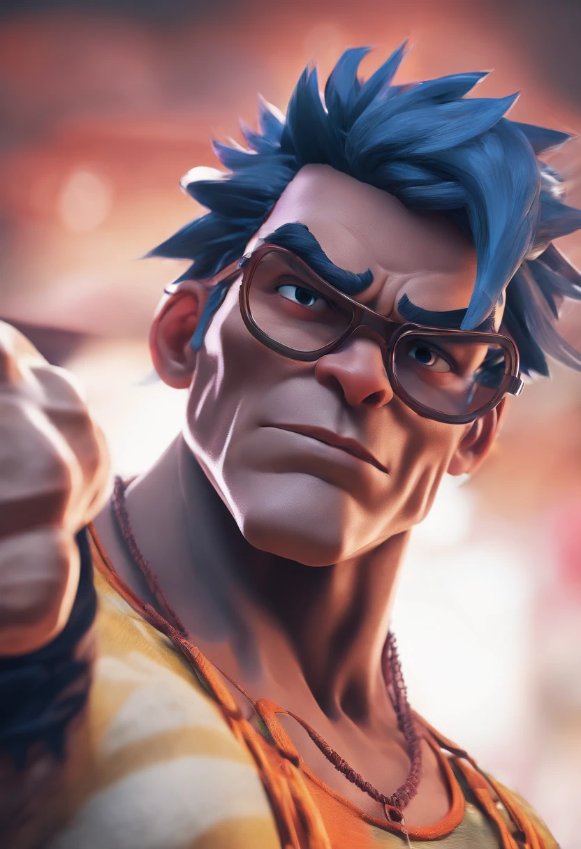 Cartoon character of a man with black glasses and a blue shirt, animation character, Caractere estilizado, animation style rendering, 3D estilizado, Arnold Maya render, 3 d render stylized, toon render keyshot, Personagem 3D, Personagem 3D, 3d rendering stylized, 3 d character render, personagem de desenho animado, Personagem de close up, Pose de personagem, (Estilo Pixar) (master part:1.2) (Bokeh) (best quality) (pele detalhada) (textura detalhada) (8k) (argila) (Cinematic lighting) (foco nítido
