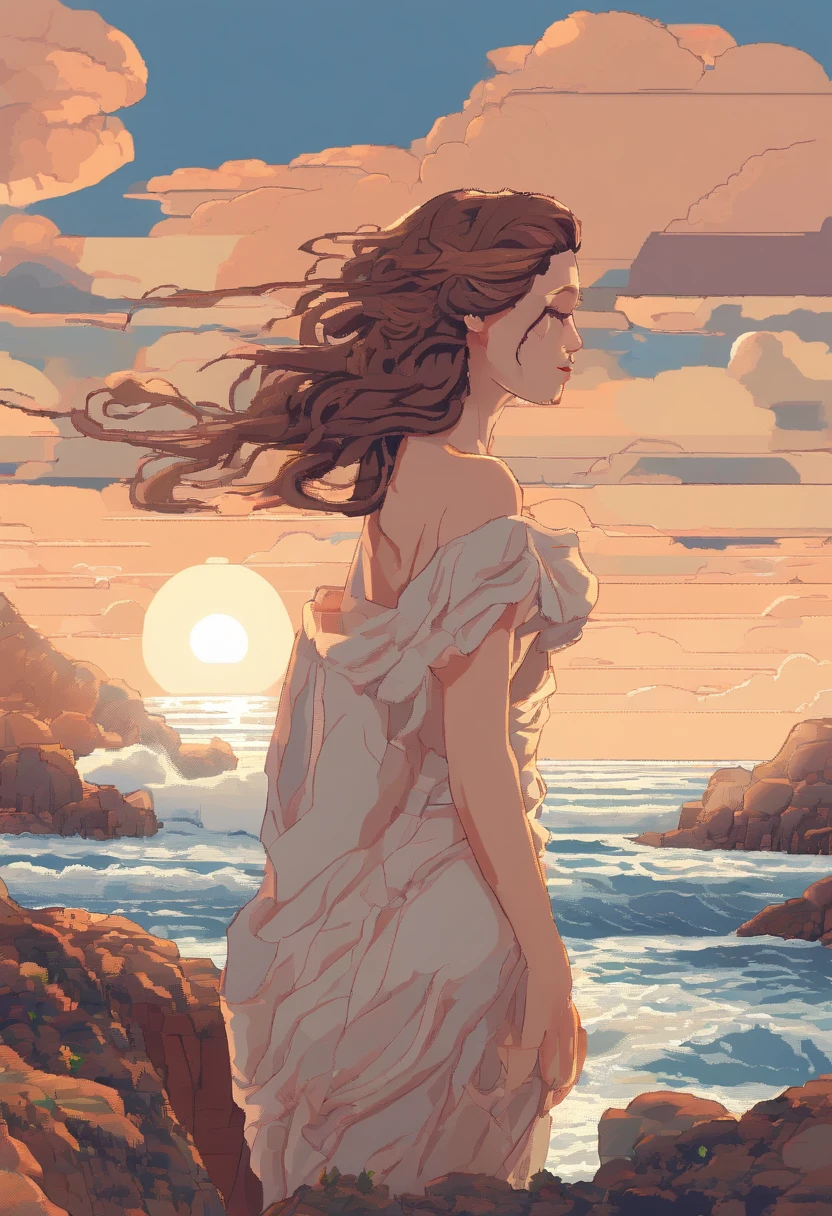 (Best quality,4K,8K,A high resolution,Masterpiece:1.2),Ultra-detailed,(Realistic,Photorealistic,photo-realistic:1.37),narrative,Mature woman,Poseidon,illustration,Gentle expression,Beautiful detailed eyes,beautiful detailed lips,Flowing hair,tranquil ambiance,Warm lighting,Sea background,Vivid colors,Concept artist,mito