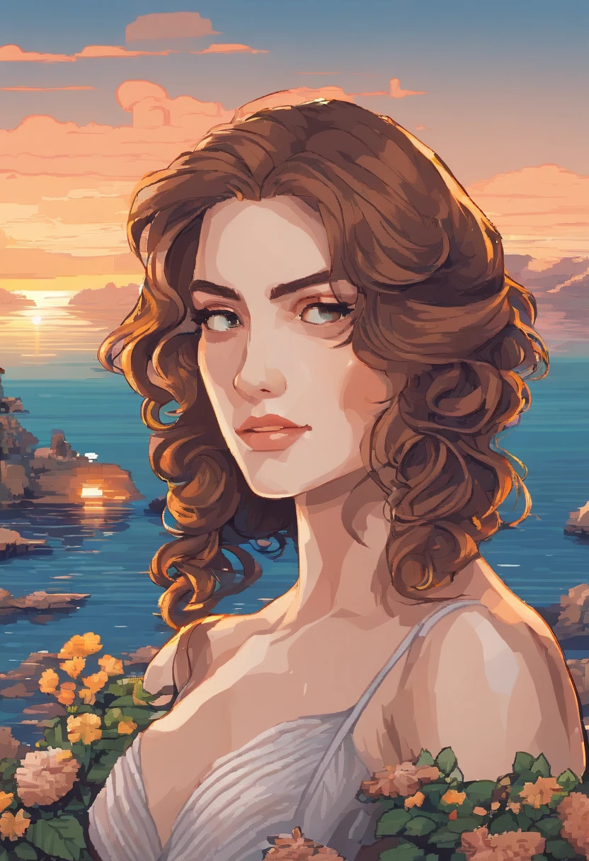 (Best quality,4K,8K,A high resolution,Masterpiece:1.2),Ultra-detailed,(Realistic,Photorealistic,photo-realistic:1.37),narrative,Mature woman,Poseidon,illustration,Gentle expression,Beautiful detailed eyes,beautiful detailed lips,Flowing hair,tranquil ambiance,Warm lighting,Sea background,Vivid colors,Concept artist,mito