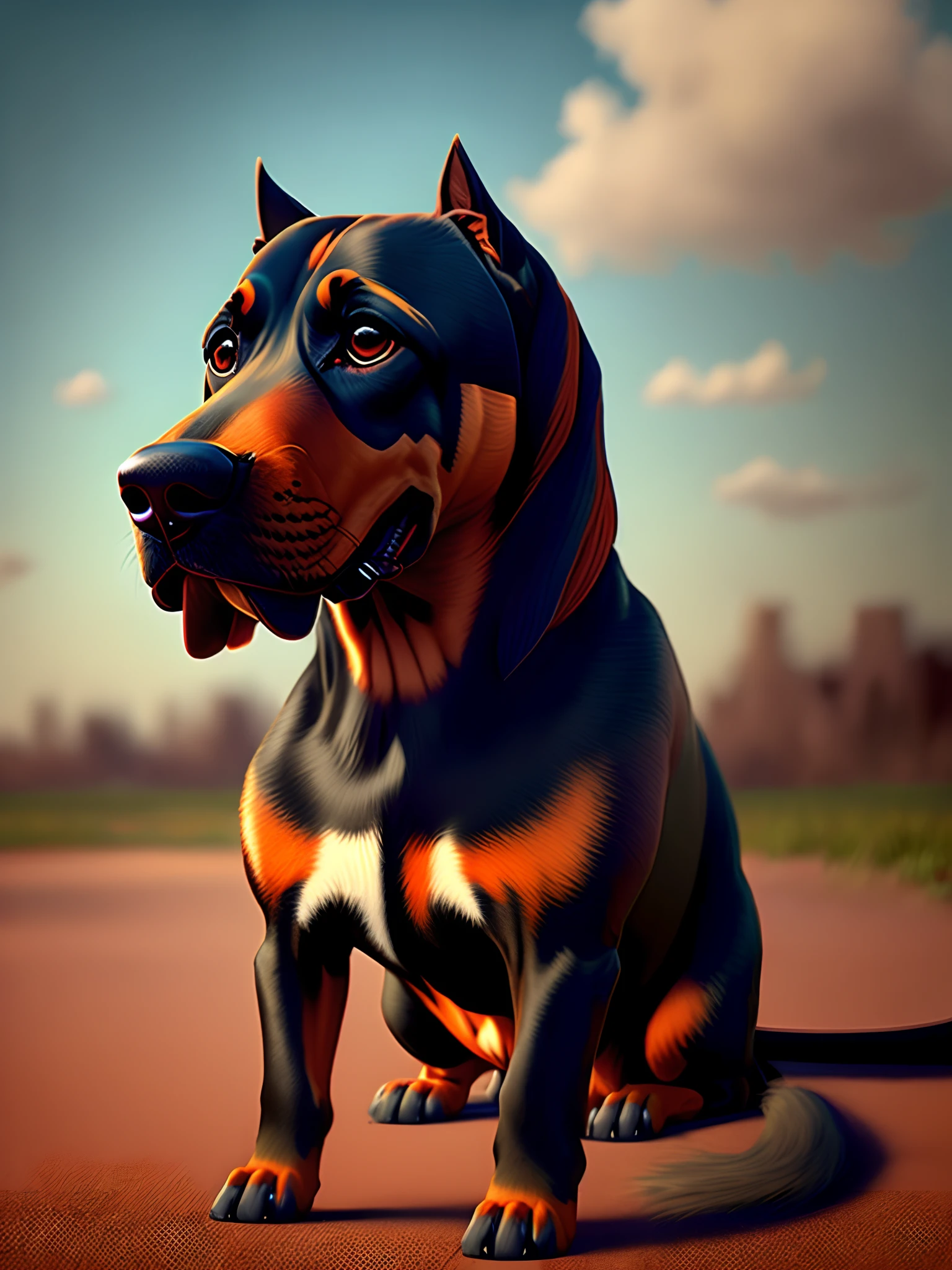 Doberman castanho estilo Pixar