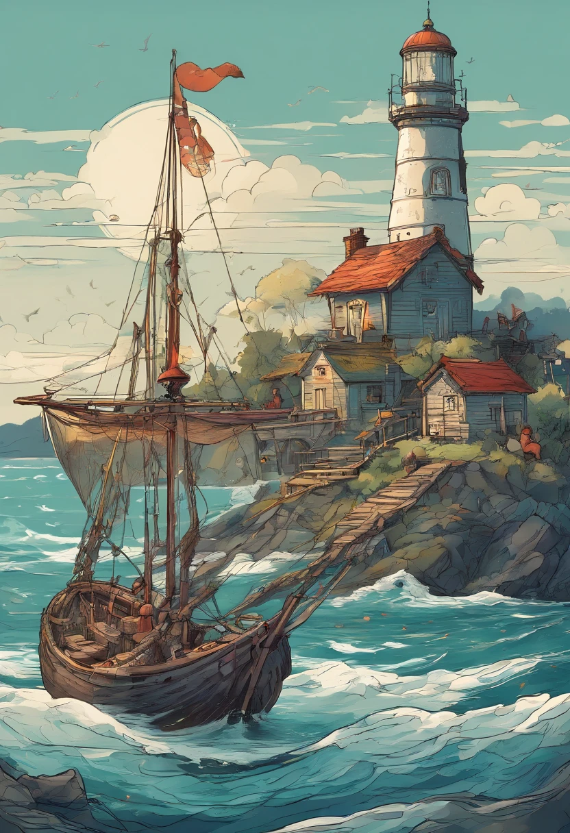 Best quality,A high resolution,Ultra-detailed,Marine culture,Traditional nautical art,Nautical theme,Vibrant colors,seaside vistas,Nautical instruments,Golden sunset,Seagulls fly,crystal clear water,
The whale's tail rises,Shells and starfish,Sailing sailing,Ancient nautical tools,Traditional fishing techniques,Marine biodiversity,Marine folklore,Seaweed and corals,Sailboats on the horizon,Exquisite nautical craftsmanship,calm and serene atmosphere,A majestic lighthouse towers over the sky,Old sailors share stories,Traditional fishing nets and fishing boats,Traditional seafood dishes,Mermaid folklore,Peaceful seaside village,Coastal ceremonies and festivities,Ancient maps and charts,Maritime trade and exploration,Traditional sailor tattoos,waves crashing,Sea breeze and salty air,Fishermen repair fishing nets,Peaceful fisherman's cottage,A lighthouse to guide the boat home,Ocean-style music and dance,Nautical legends and stories,Sea elves and mythical creatures,A vibrant fishing market,Colonial port town,An authentic sea experience,There is a protagonist