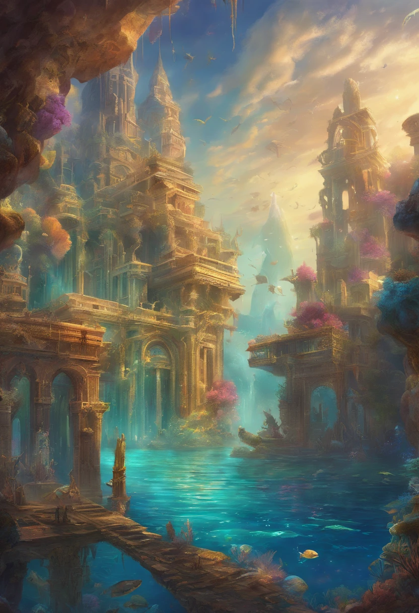 (Ultra-detailed, Best quality, hdr:1.2), Underwater Kingdom, The majestic king of the sea, Powerful trident, Shimmering scales, Elegant mermaid, mythological creatures, Vibrant coral reefs, A mysterious shipwreck, Mesmerizing colors of the ocean, Ethereal lighting, Fascinating reflection of water, Fabulous aura, Breathtaking depth, Fascinating marine life, Fabulous underwater city, Majestic seahorse, Magic and mystery, Ancient ruins, Hidden treasure, Sparkling golden sand, Endless ocean horizon, Magnificent and beautiful, Otherworldly aquatic creatures, divine power, Soothe the waves, Fabulous battles, Mythical creatures that emerge from the depths, Sacred underwater landscape, A tranquil aquatic paradise, Royal Underwater Palace