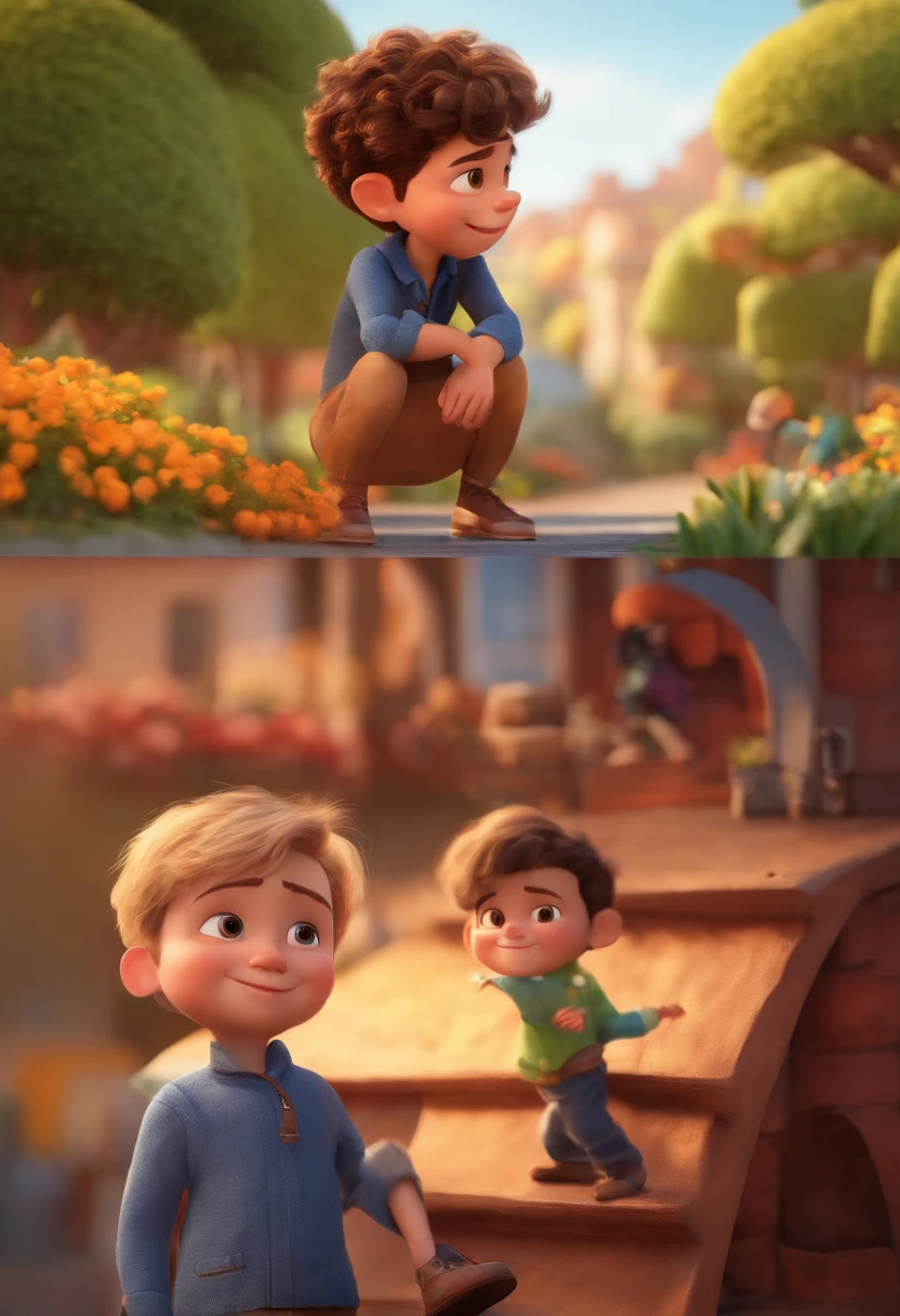 Image of a boy for a story in a YouTube video in Pixar format, He's the little allabester, He's the class leader, He's outgoing, Playful and gets up for a lot of things