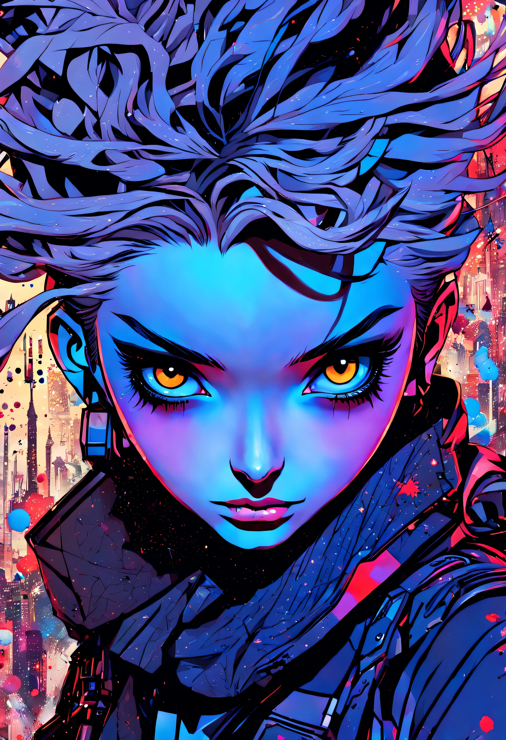 znchn style、Official、​masterpiece、Beautiful fece、highly contrast、(art by:1.4)、A lonely girl fused with artificial intelligence、portraitures、In cyberspace、Sweat Tops、long boots、brown haired、long shoulder hair、illustratio、Subtle Colour、profile、Subtle Colour、post grunge、concept-art、Paint Splatter、intricate-detail。Highly detailed and detailed eyes、Trending in art stations、Jothan Gonzalez and Rop、James Jean、Victon Gai、David Rabun、Mike Mignola、Lauri Lee、masutepiece、top-quality、