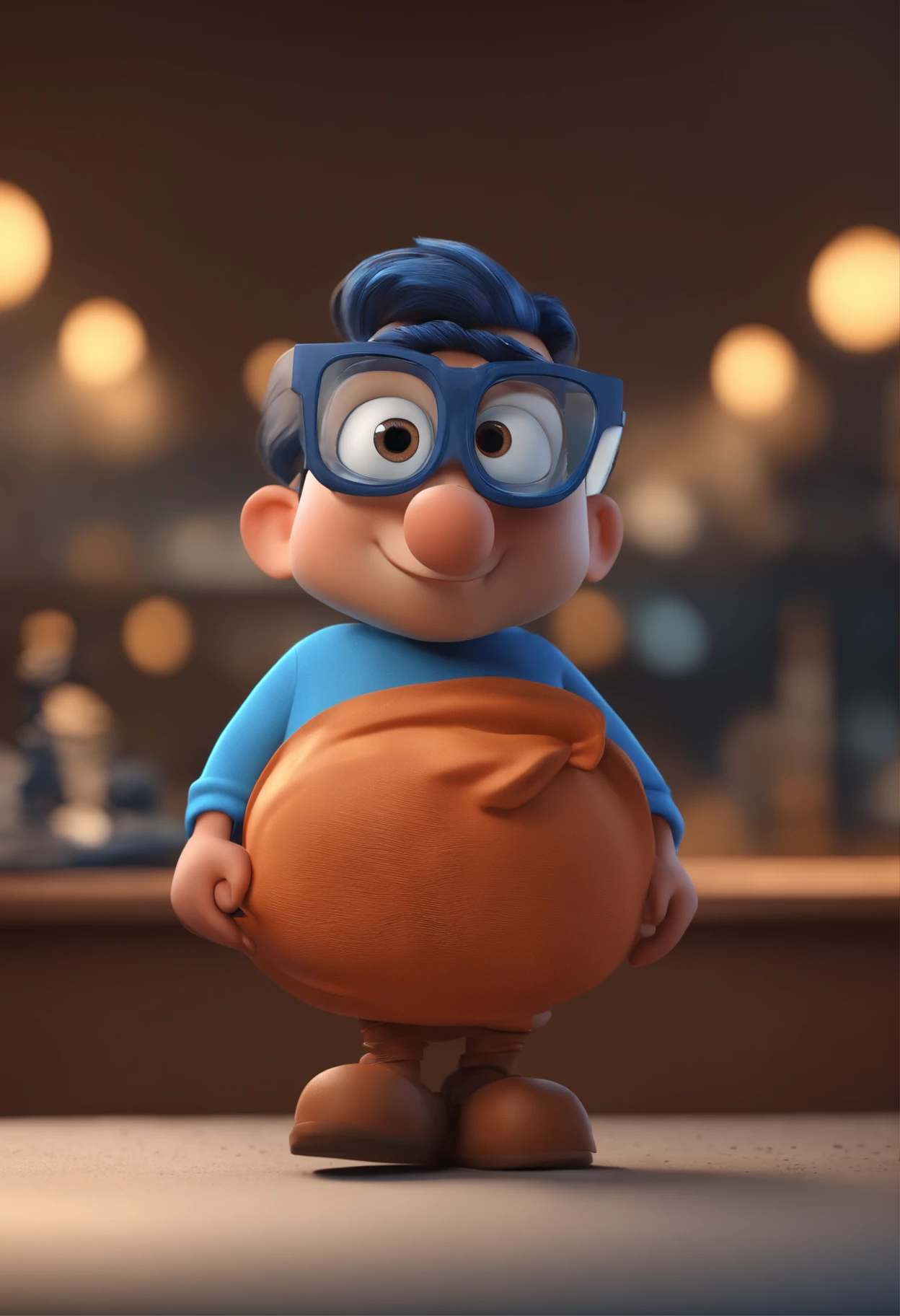 Cartoon character of a man with black glasses and a blue shirt, animation character, Caractere estilizado, animation style rendering, 3D estilizado, Arnold Maya render, 3 d render stylized, toon render keyshot, Personagem 3D, Personagem 3D, 3d rendering stylized, 3 d character render, personagem de desenho animado, Personagem de close up, Pose de personagem,  (Estilo Pixar) (master part:1.2) (Bokeh) (best quality) (pele detalhada) (textura detalhada) (8k) (argila) (Cinematic lighting) (foco nítido