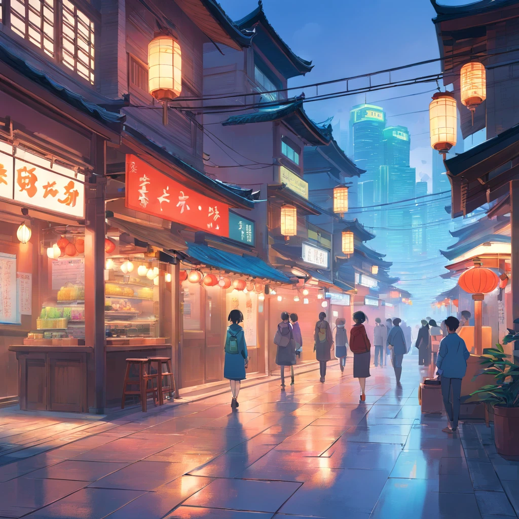 Chongqing,Chinese Ancient Architecture,The landscape, Cyberpunk, lamplight,bustling,Background with,tmasterpiece,SuperiorQuality