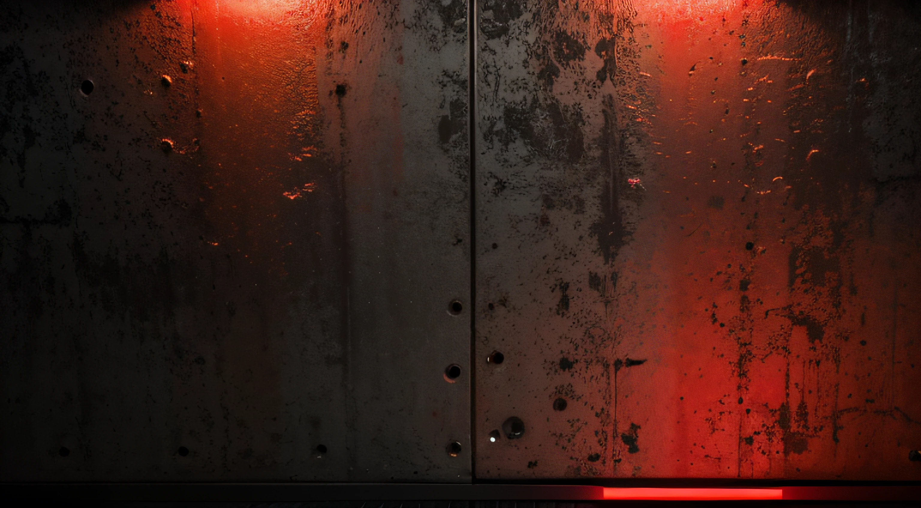 brushed red metal texture, neon lights