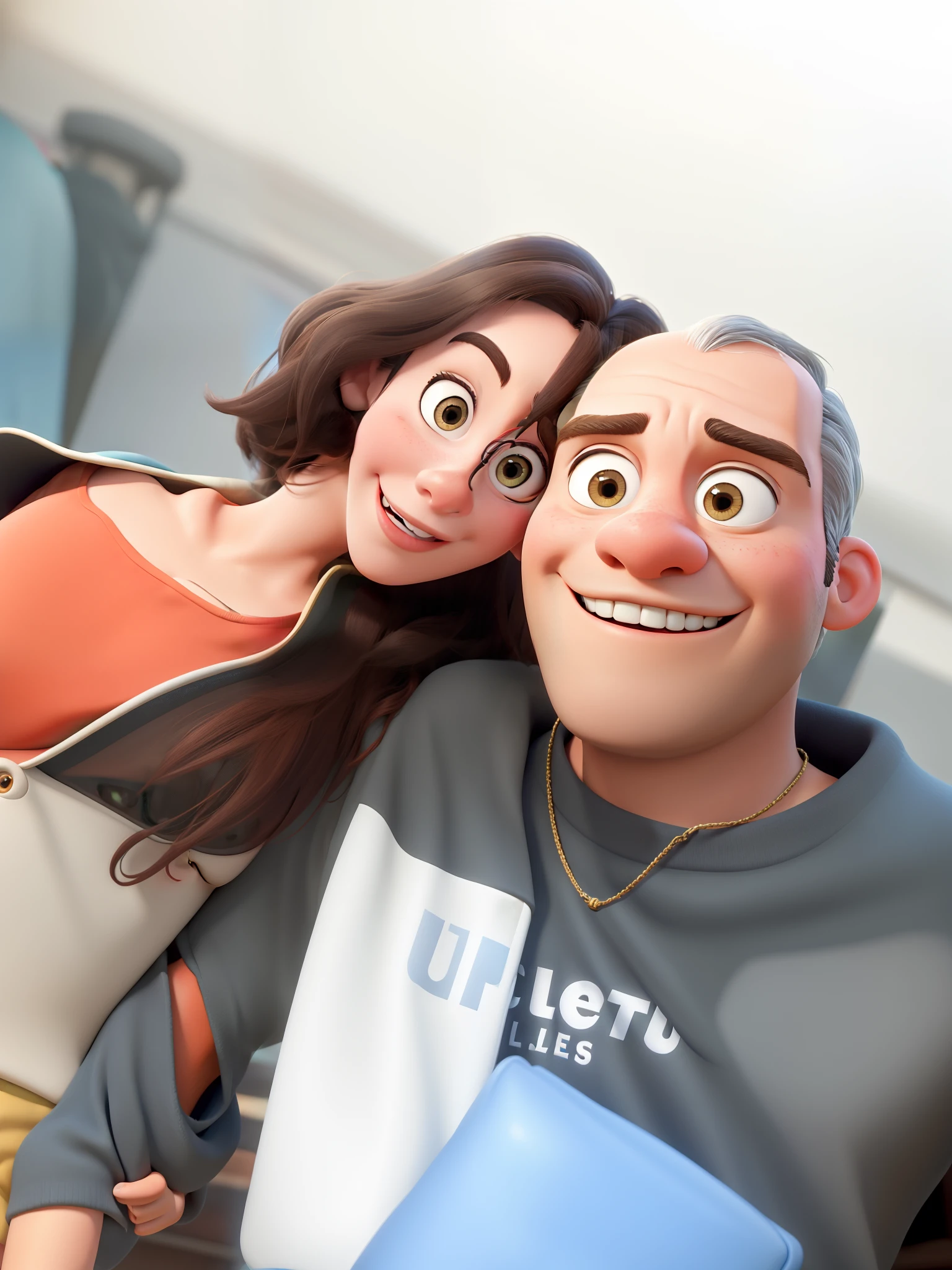 A couple in great quality and definition in the style of Disney pixar