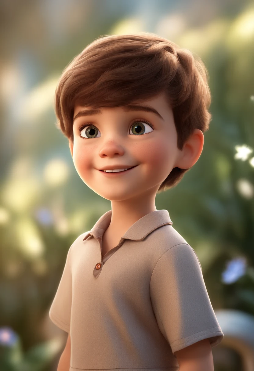 a happy cute kid standing short hair, vestindo uma fantasia espacial, , fundo branco, barnet, Tom, Estilo Pixar, ....3d, desenhos animados, rosto detalhado, asymmetrical 16k