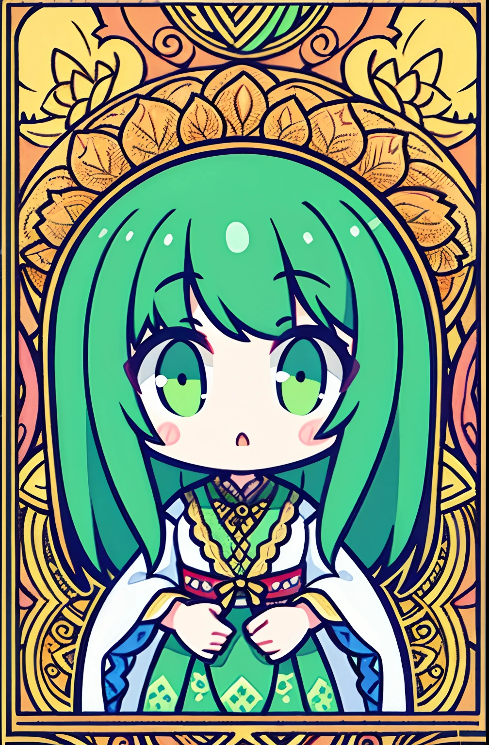 Mini、verdant、foliages、Beautifully Aesthetic:1.2)、(1girl in:1.3)、ighly detailed、(Fractal Art:1.2)、highestdetailed、(Zentangle:1.2)、(Dynamic Pause) 、（Abstract background：1.5）、（Traditional dress：1.2）、（shinny skin）、（Many colors：1.4）、The upper part of the body
