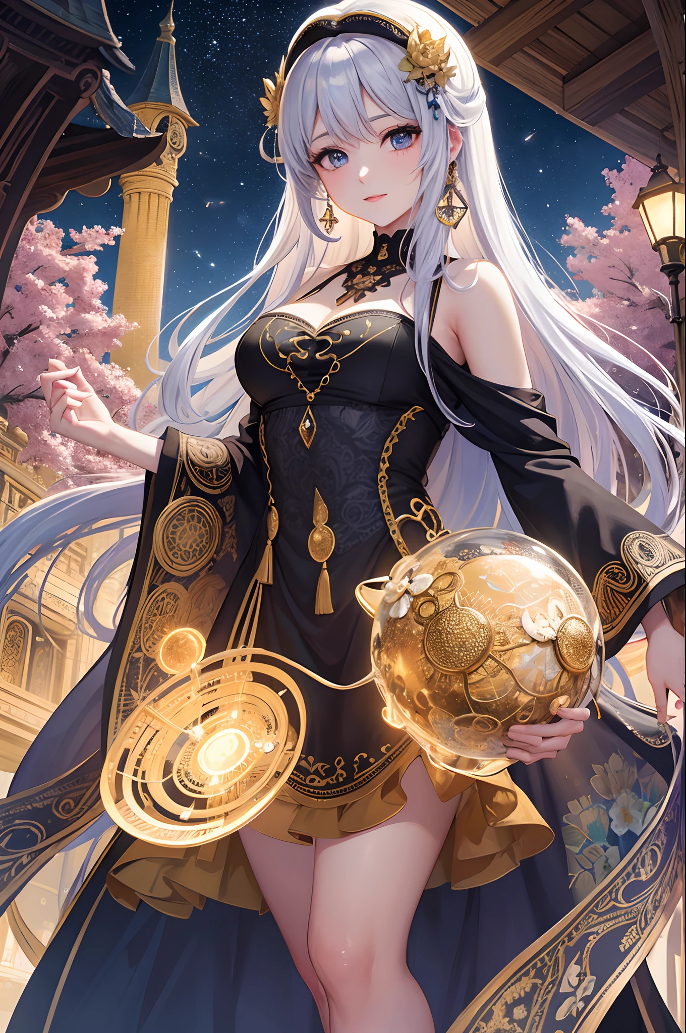 (Super masterpiece,of the highest quality,top-quality,Official art,Beauty and aesthetics:1.2),(1 girl),Light Painting,(Long exposure:1.2),Dynamic streaks,Extremely detailed,(Fractal Art:1.3 pcs),colourfull,best detailed,Chiffon dress,Jewelry,Floral,Leprechaun,full bodyesbian,Ring of the Moon