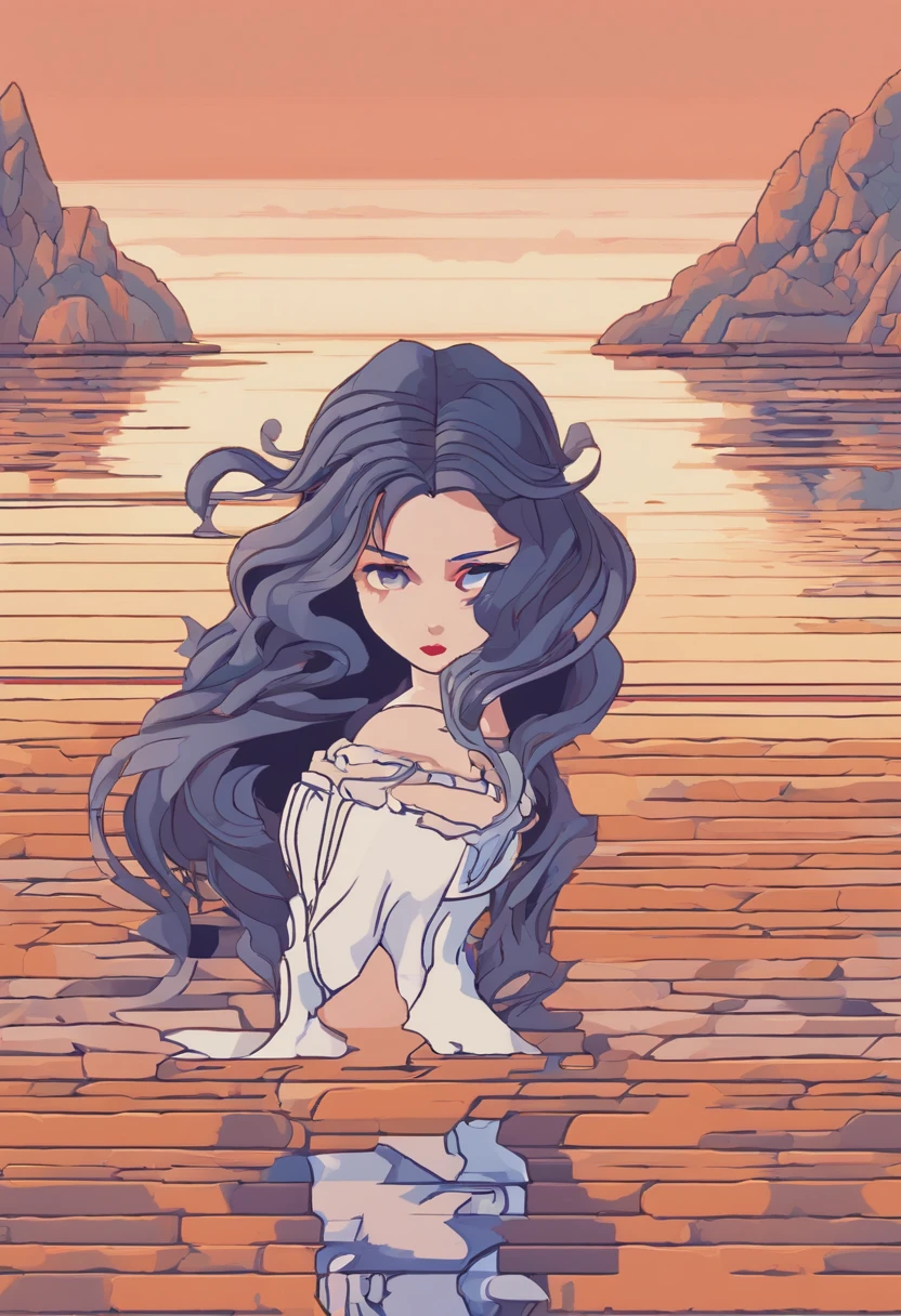 (Best quality,4K,8K,A high resolution,Masterpiece:1.2),Ultra-detailed,(Realistic,Photorealistic,photo-realistic:1.37),narrative,Mature woman,Poseidon,illustration,Gentle expression,Beautiful detailed eyes,beautiful detailed lips,Flowing hair,tranquil ambiance,Warm lighting,Sea background,Vivid colors,Concept artist,mito