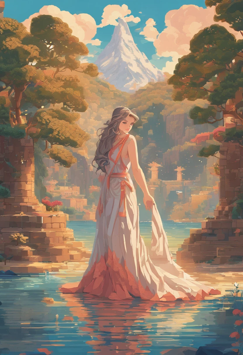 (Best quality,4K,8K,A high resolution,Masterpiece:1.2),Ultra-detailed,(Realistic,Photorealistic,photo-realistic:1.37),narrative,Mature woman,Poseidon,illustration,Gentle expression,Beautiful detailed eyes,beautiful detailed lips,Flowing hair,tranquil ambiance,Warm lighting,Sea background,Vivid colors,Concept artist,mito