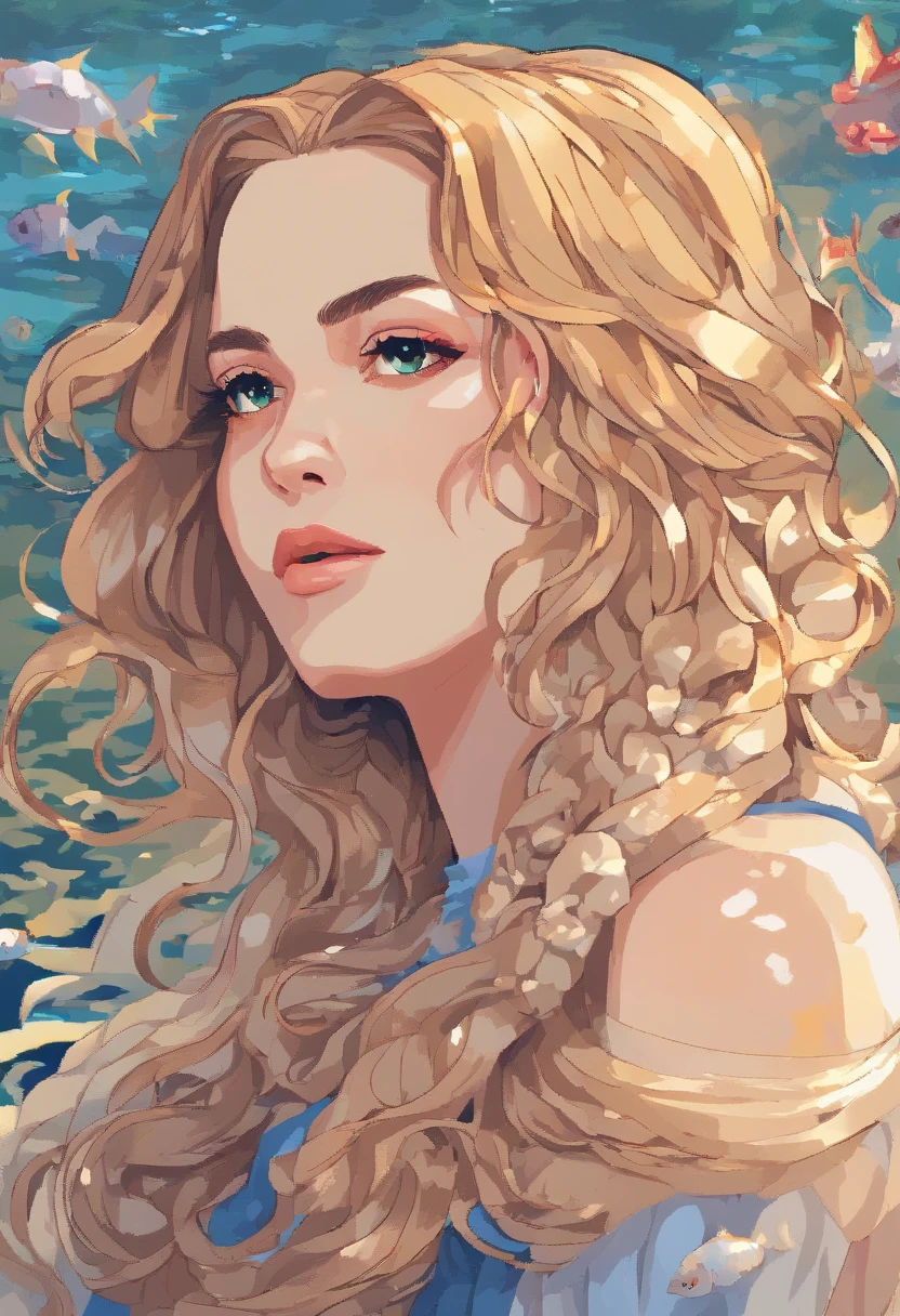 (Best quality,4K,8K,A high resolution,Masterpiece:1.2),Ultra-detailed,(Realistic,Photorealistic,photo-realistic:1.37),narrative,Mature woman,Poseidon,illustration,Gentle expression,Beautiful detailed eyes,beautiful detailed lips,Flowing hair,tranquil ambiance,Warm lighting,Sea background,Vivid colors,Concept artist,mito