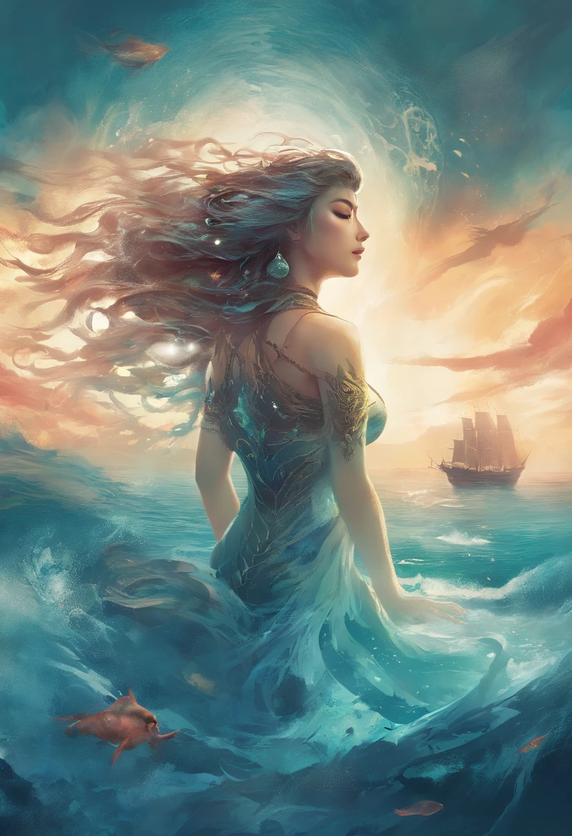 Goddess of the sea，in a panoramic view，Undersea landscape