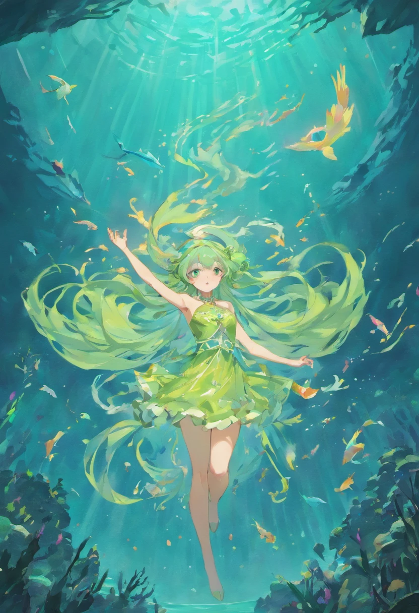 Goddess of the sea,in a panoramic view,Undersea landscape