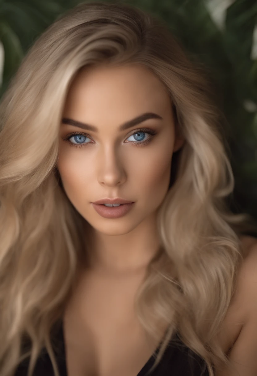 Arafed Full Woman, Sexy Girl with Blue Eyes, , Ultra Realistic, Meticulously Detailed, Portrait of Sophie Mudd, Blonde Hair and Big Eyes, Selfie of a Young Woman, Bedroom Eyes, Violet Myers, No Makeup, Natural Makeup, Looking Directly at the Camera, face artgram, subtle make-up, Impressive photo of the whole body kneeling on the bed, In the bedroom, Medium and large size chest, allowing the face to be seen clearly, portrait