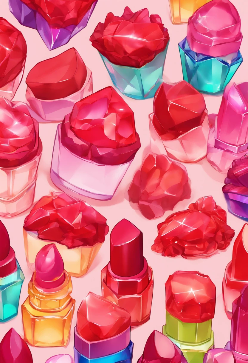 high transition crystal material deep red lipsticks, each shade symbolizing a different facet of her personality and style, empowering viewers to embrace self-expression through makeup