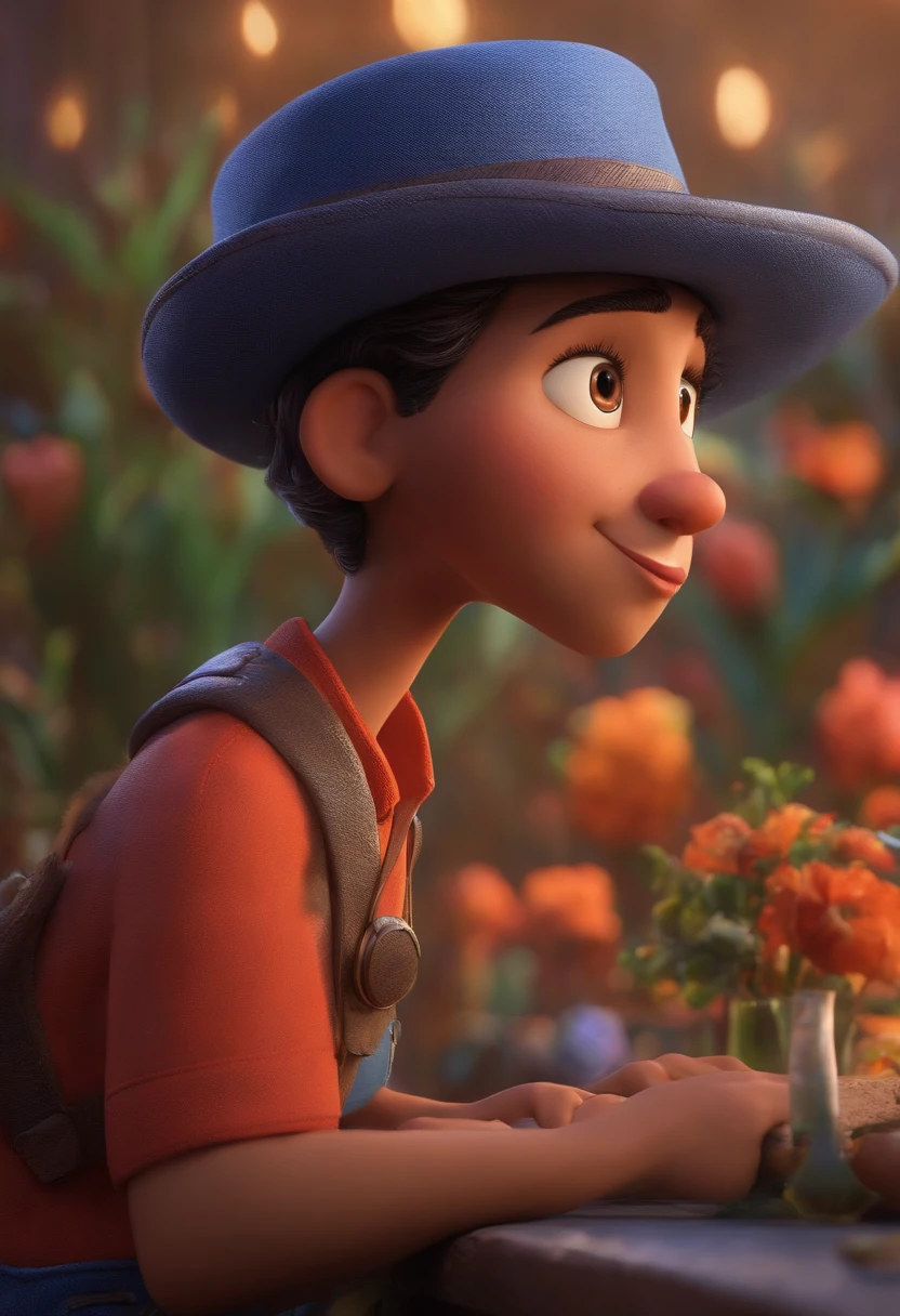 A Dream Architect Inspired by Pixar Animation, de perto. The character takes center stage with captivating facial expressions, oferecendo um toque de irrealidade @bruno