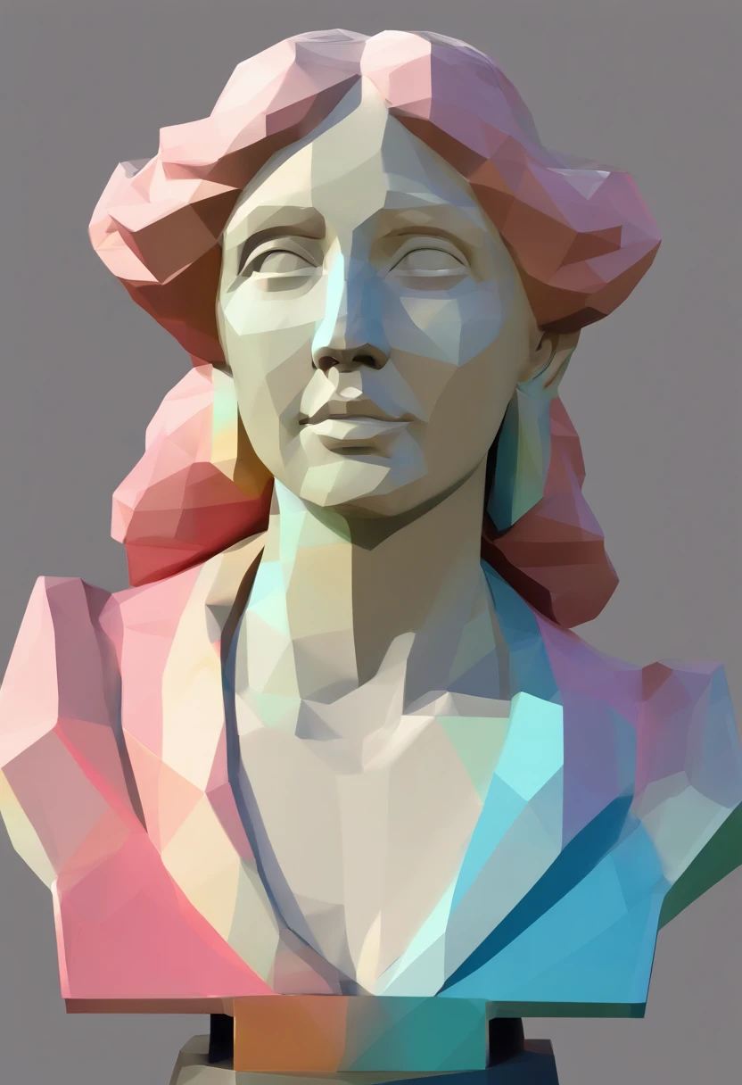 Close-up of a statue of a woman, Colorful classical statues, Escultura grega do retrato da divindade, classic art, bust with a beautiful neck, Escultura Michelangelo, classicismo artstyle,Estilo de arte de corte de papel, neon cor doce, simples, elegante, brilhante.。.。.。.。...3d, Desvio para o vermelho, Arnold Renderizador, High detail, alta qualidade,Candy cor 8K