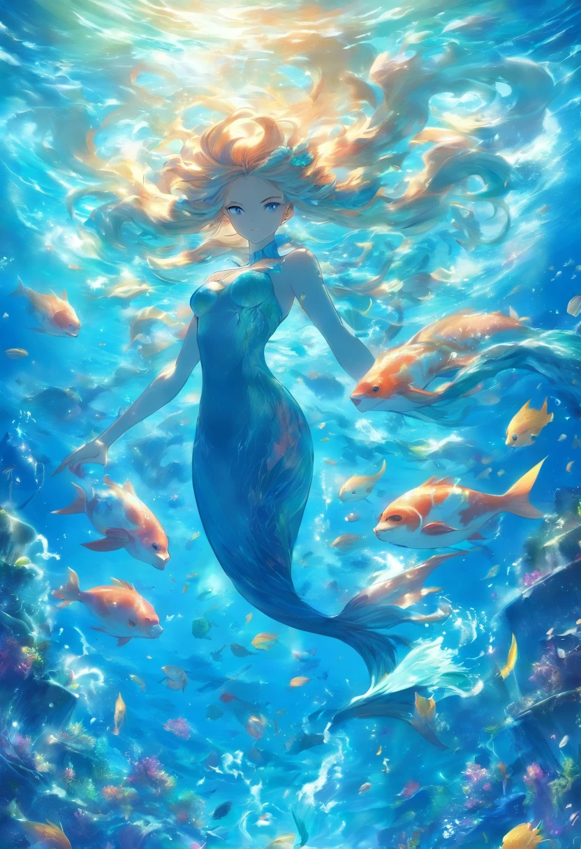 Goddess of the sea，in a panoramic view，Undersea landscape