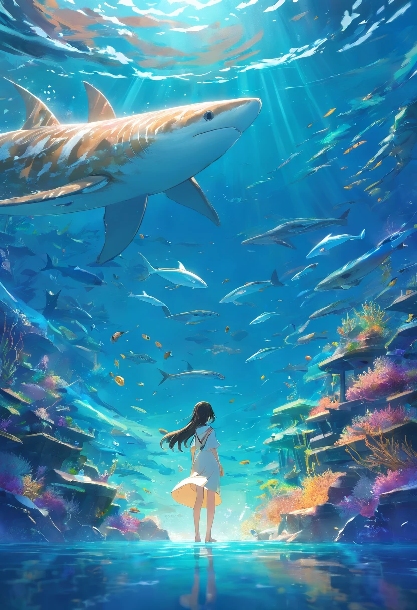 Goddess of the sea,in a panoramic view,Undersea landscape