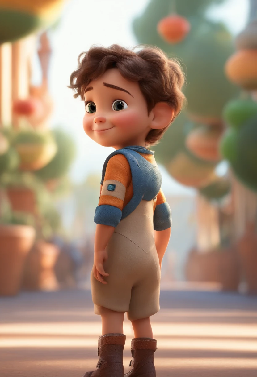 a happy cute standing short hair, vestindo uma fantasia espacial, , fundo branco, barnet, tom, Estilo Pixar, ..3d, desenhos animados, rosto detalhado, asymmetrical 16k