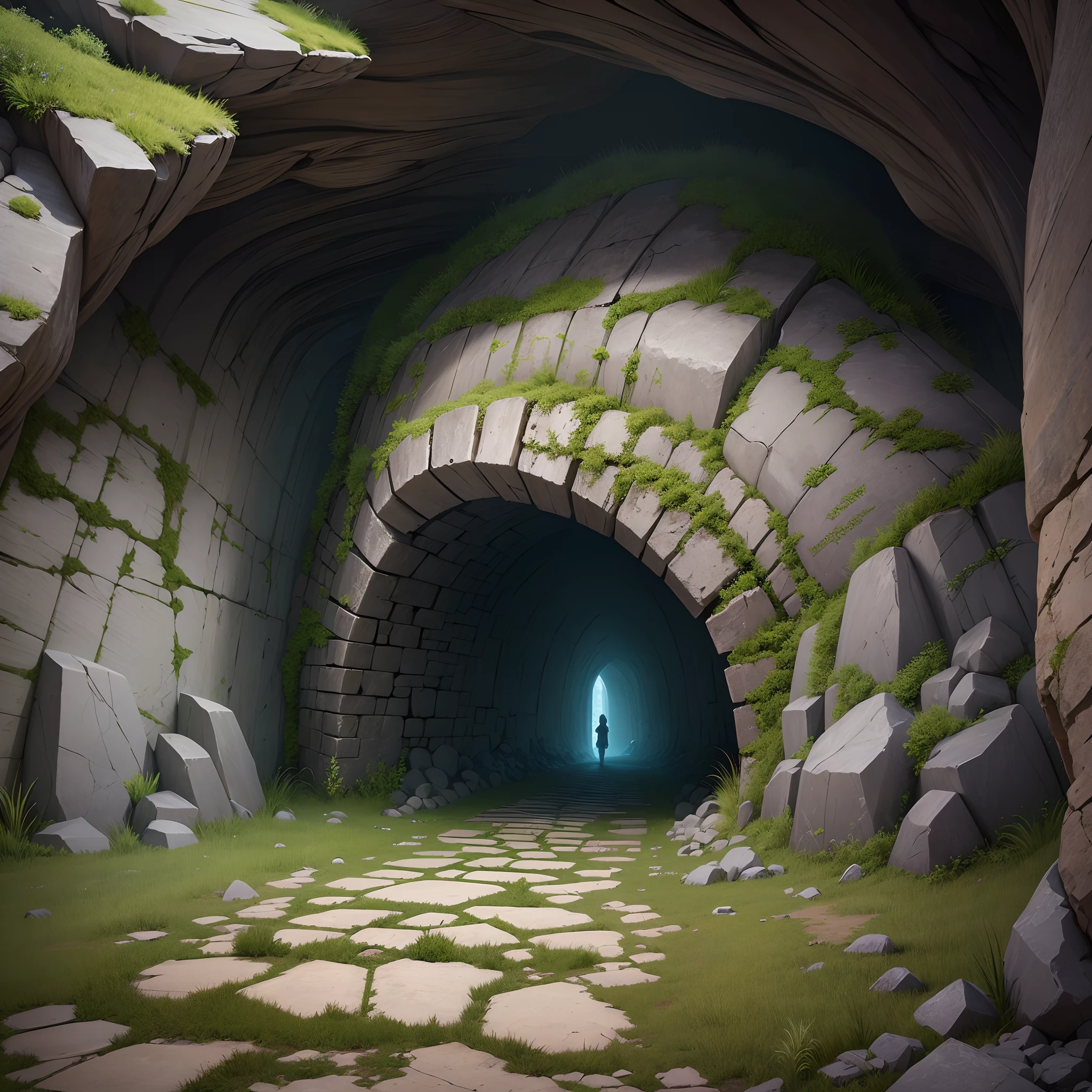 imagine a Rocky cave tomb of a viking squad with a burial chamber inside, lot of skeleton have a board with letters in the order V, I, K, I, N, G, 👽 T, A, L, E --auto --s2