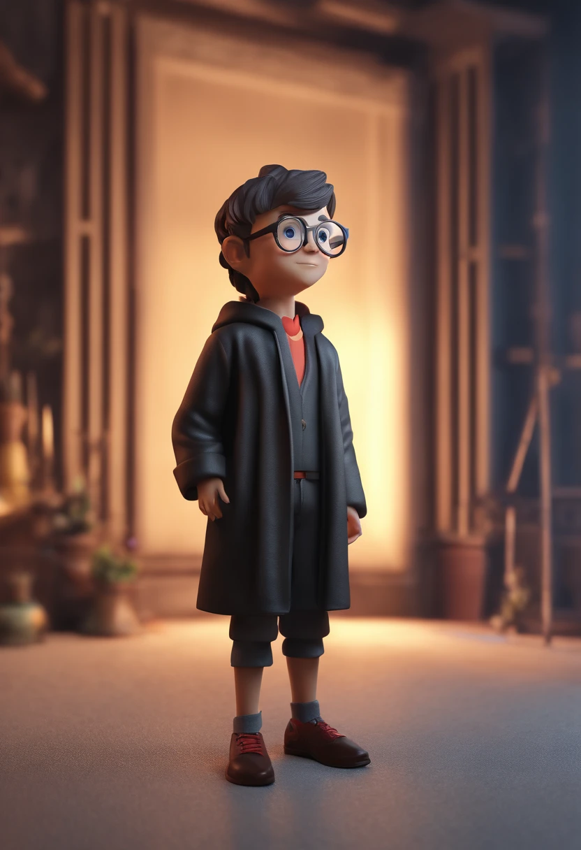 3D figurine of a boy in round glasses and a long black robe