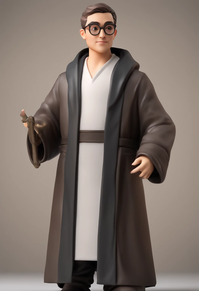 3D figurine of a boy in round glasses and a long black robe