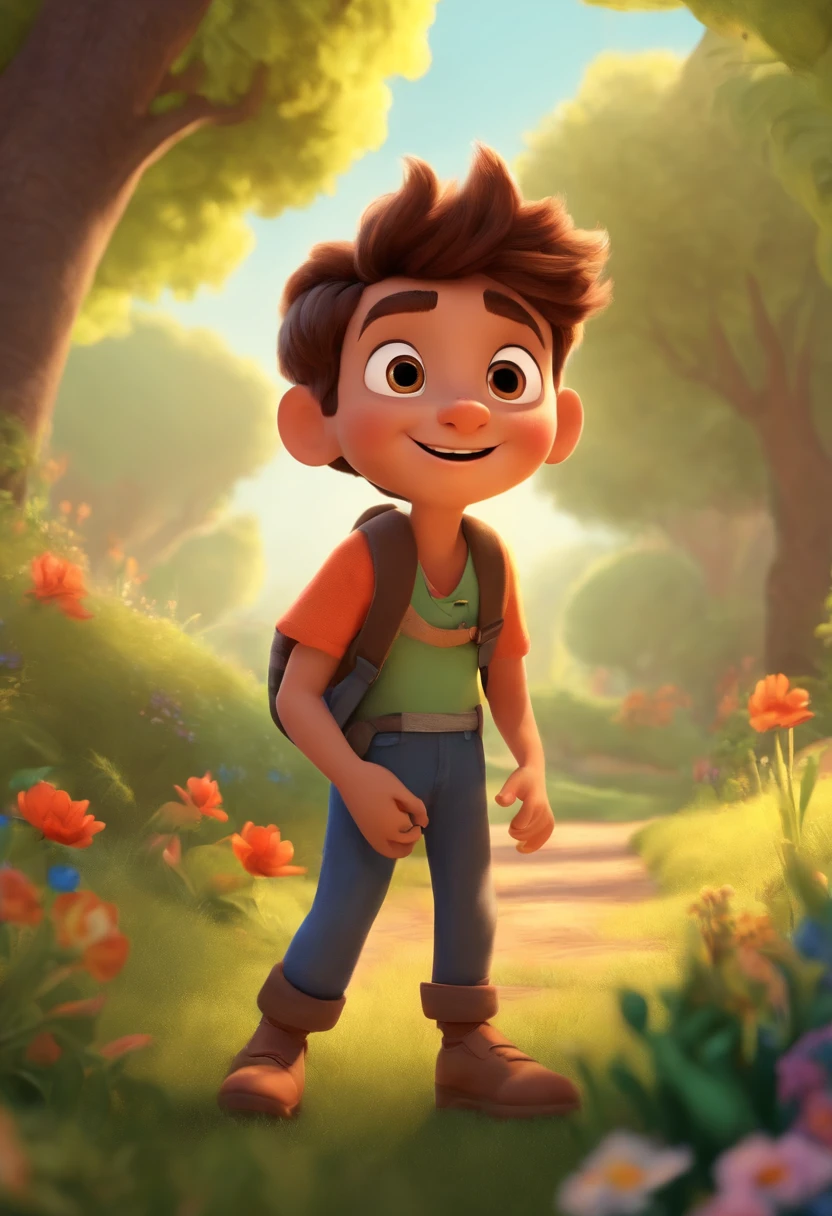 Image of a boy for a story in a YouTube video in Pixar format, He's the little allabester, He's the class leader, He's outgoing, Playful and gets up for a lot of things