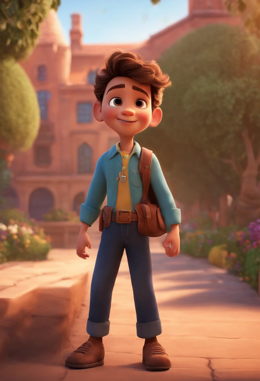 Image of a boy for a story in a YouTube video in Pixar format, He's the allabester, He's the class leader, He's outgoing, Playful and gets up for a lot of things