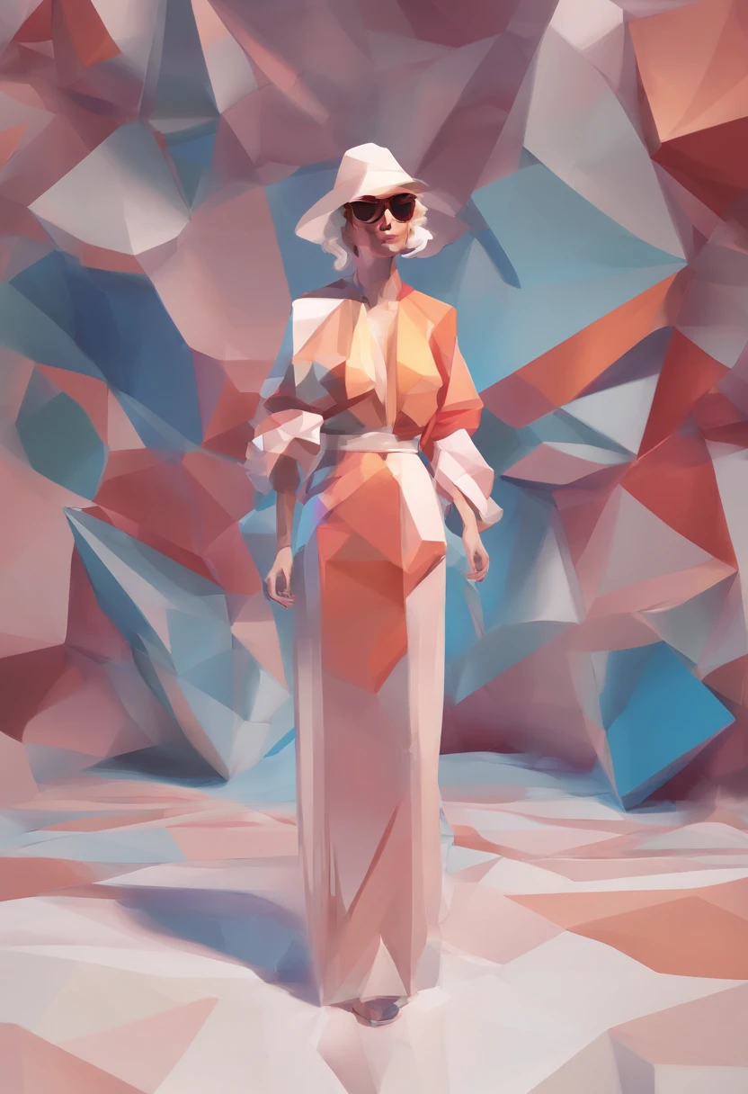Alinhamento perfeito, Monge de areia na jaqueta，vasos de cristal，Rosa flor, wearing sunglasses, alegria, Standing position, beleza abstrata, Centrado, looking at the camera, Facing the camera, nearing perfection, Dynamic, altamente detalhado, liso, foco nítido, 8k, high-definition resolution, illustration, arte de Carne Griffiths e Wadim Kashin, fundo branco