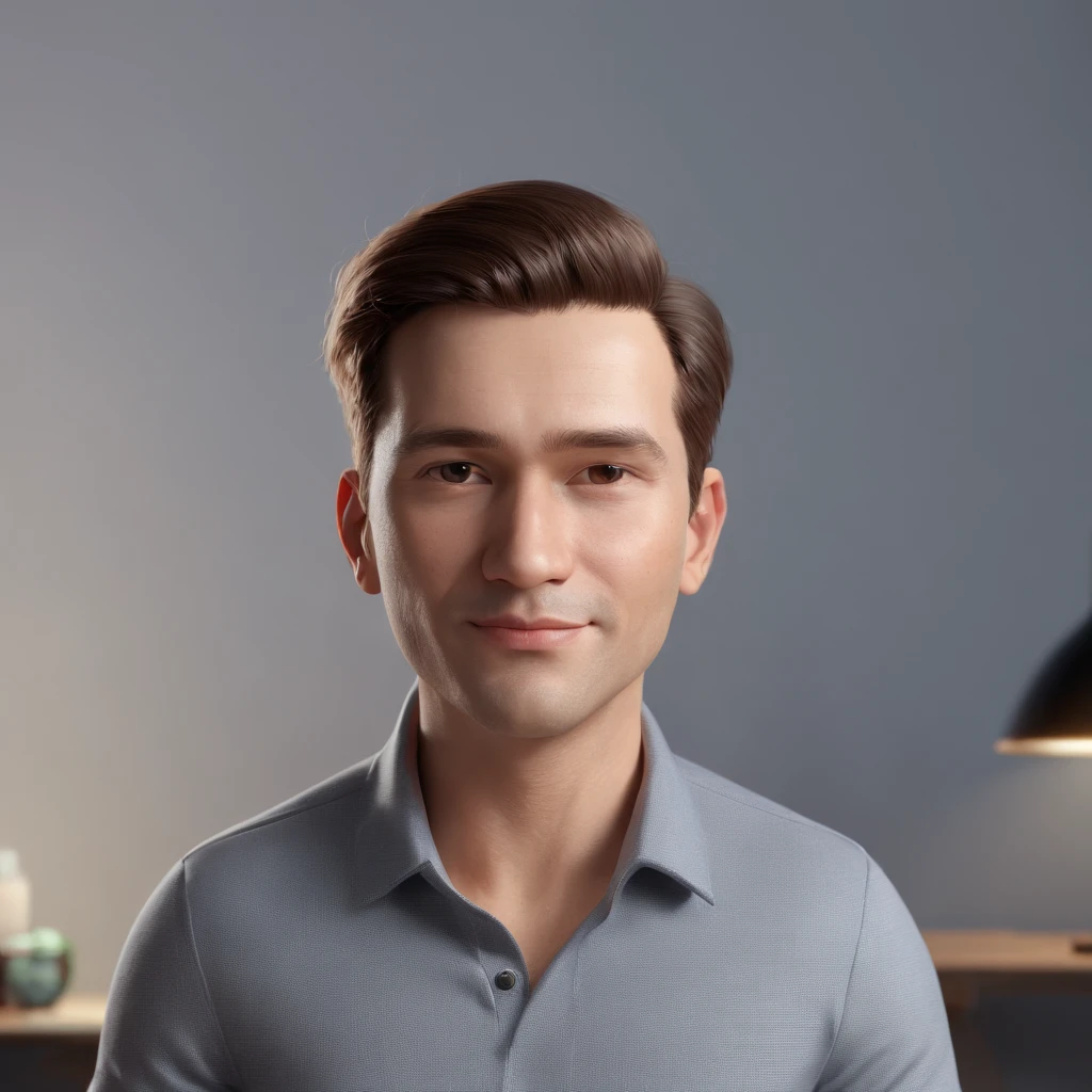 personagem dos desenhos animados de um JOVEM de cabelo preto vestindo camisa xadrez, sentado em frente a uma mesa de trabalho, com o computador trabalhando, animation character, Caractere estilizado, animation style rendering, 3D estilizado, Arnold Maya render, 3 d render stylized, toon render keyshot, Personagem 3D, Personagem 3D, 3d rendering stylized, 3 d character render, personagem de desenho animado, Personagem de close up, Pose de personagem, (Estilo Pixar) (master part:1.2) (Bokeh) (melhor qualidade) (pele detalhada) (textura detalhada) (8k) (argila) (Cinematic lighting) (foco nítido