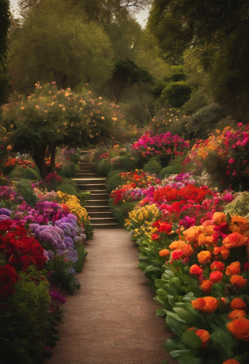 jardim de flores, luxuoso, brilhante, cintilante
