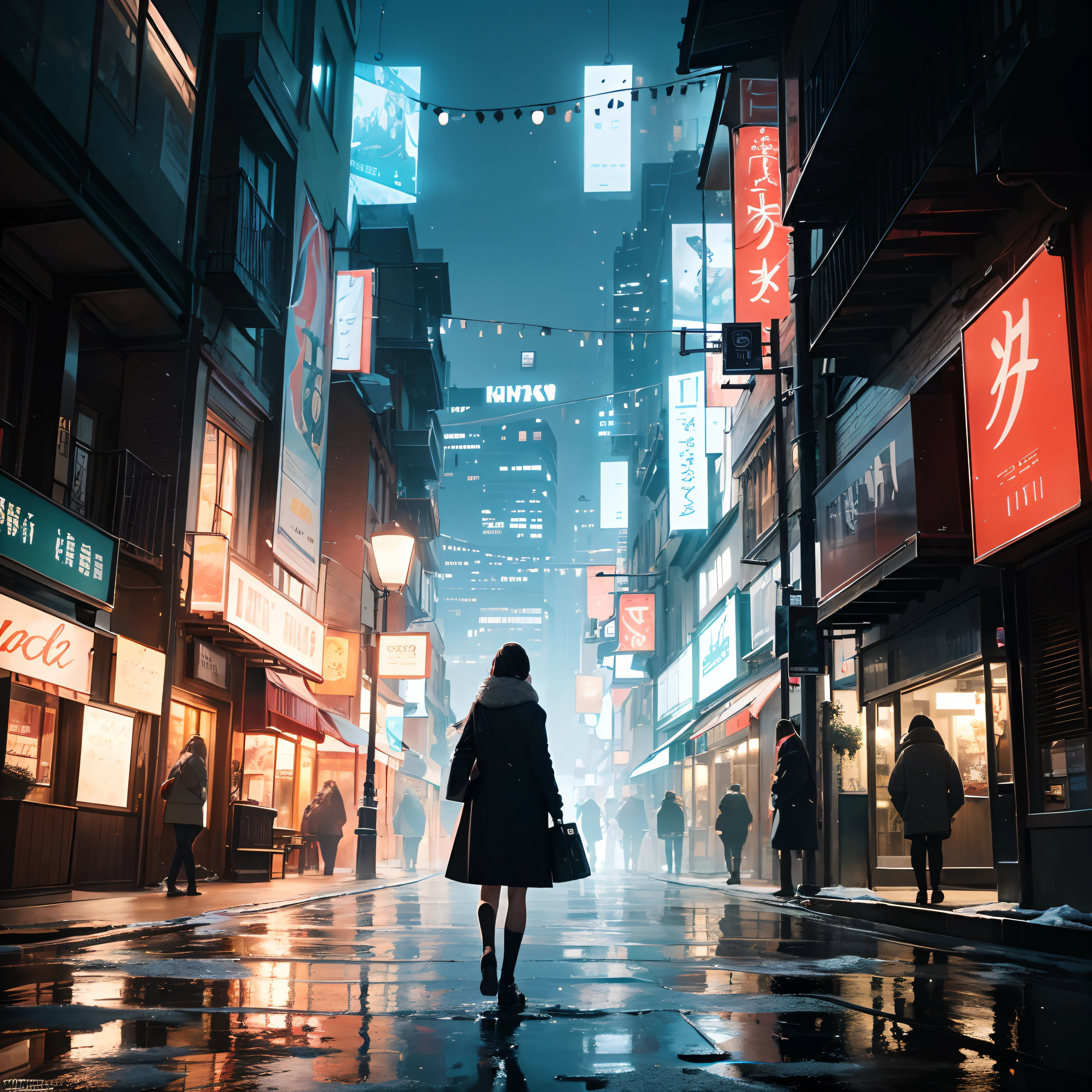 (best quality,4k,8k,highres,masterpiece:1.2),ultra-detailed,(realistic,photorealistic,photo-realistic:1.37),bright cityscape,serene atmosphere,ethereal,soft colors,crisp edges,romantic mood,vibrant lights,majestic architecture,peaceful vibe,gentle snowfall,nighttime beauty,dreamlike ambiance,glistening rooftops,immaculate streets, illuminated facades,tranquil streets,empty roads,captured in winter,London-inspired,charming alleys,wide squares,snow-covered trees,undisturbed footsteps,quiet and serene,tall buildings,picturesque skyline,enchanted atmosphere
