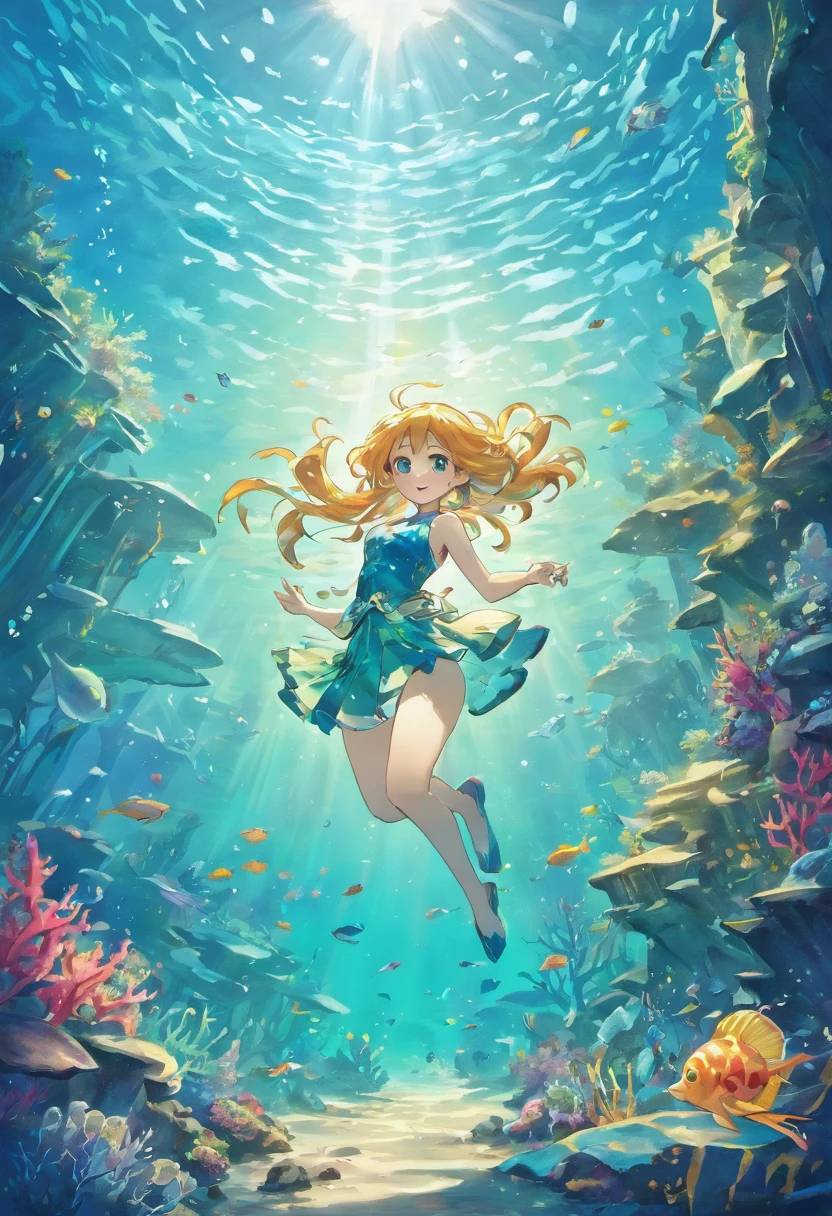 (best quality,4k,8k,highres,masterpiece:1.2),detailed illustration,underwater scene,oceanic beauty,mermaid swimming,sunlight filtering through water,coral reef,exotic marine life,colorful fish,sparkling water,serene atmosphere,tranquil,submerged shipwreck,schools of fish,dolphin playing,happy mermaids,seashells,treasure chests,seagulls flying,crystal clear water,tropical paradise,deep sea exploration,waves crashing against rocks,vibrant colors,lush vegetation,mythical creatures,hidden treasures,ship sailing in the distance,majestic underwater caves,sunken city sorrounded by fish,glowing jellyfish,dreamlike scenery,stunning visuals.