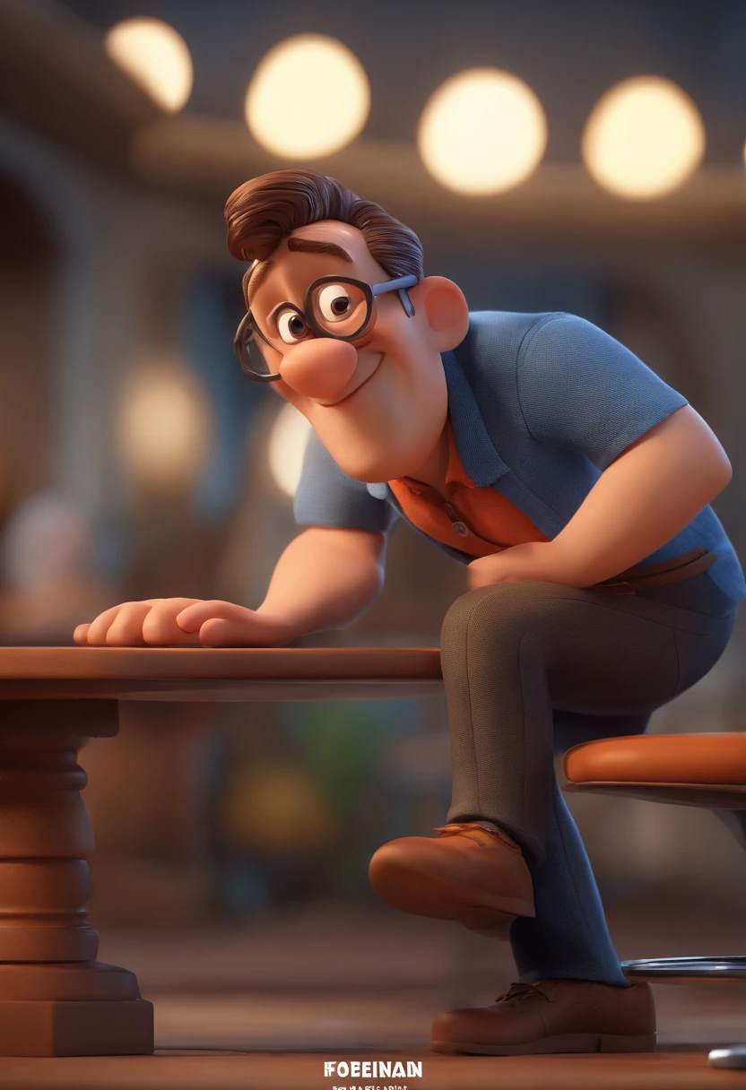 Cartoon character of a man with black glasses and a blue shirt, animation character, Caractere estilizado, animation style rendering, 3D estilizado, Arnold Maya render, 3 d render stylized, toon render keyshot, Personagem 3D, Personagem 3D, 3d rendering stylized, 3 d character render, personagem de desenho animado, Personagem de close up, Pose de personagem,  (Estilo Pixar) (master part:1.2) (Bokeh) (best quality) (pele detalhada) (textura detalhada) (8k) (argila) (Cinematic lighting) (foco nítido