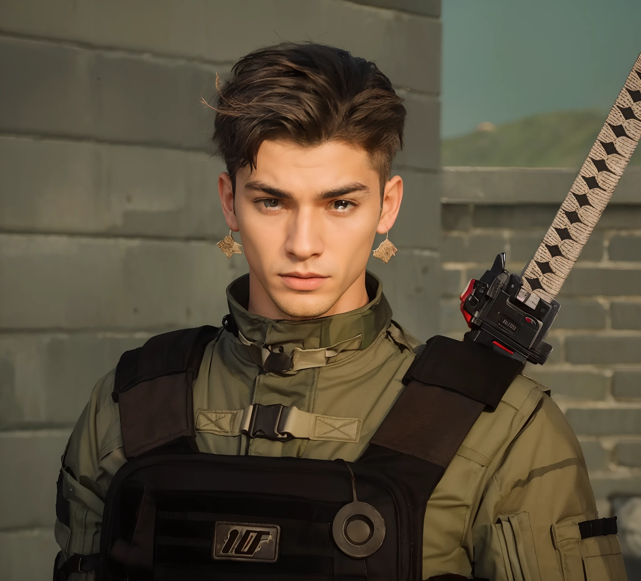 homem em guerra,holding a gun in his hand