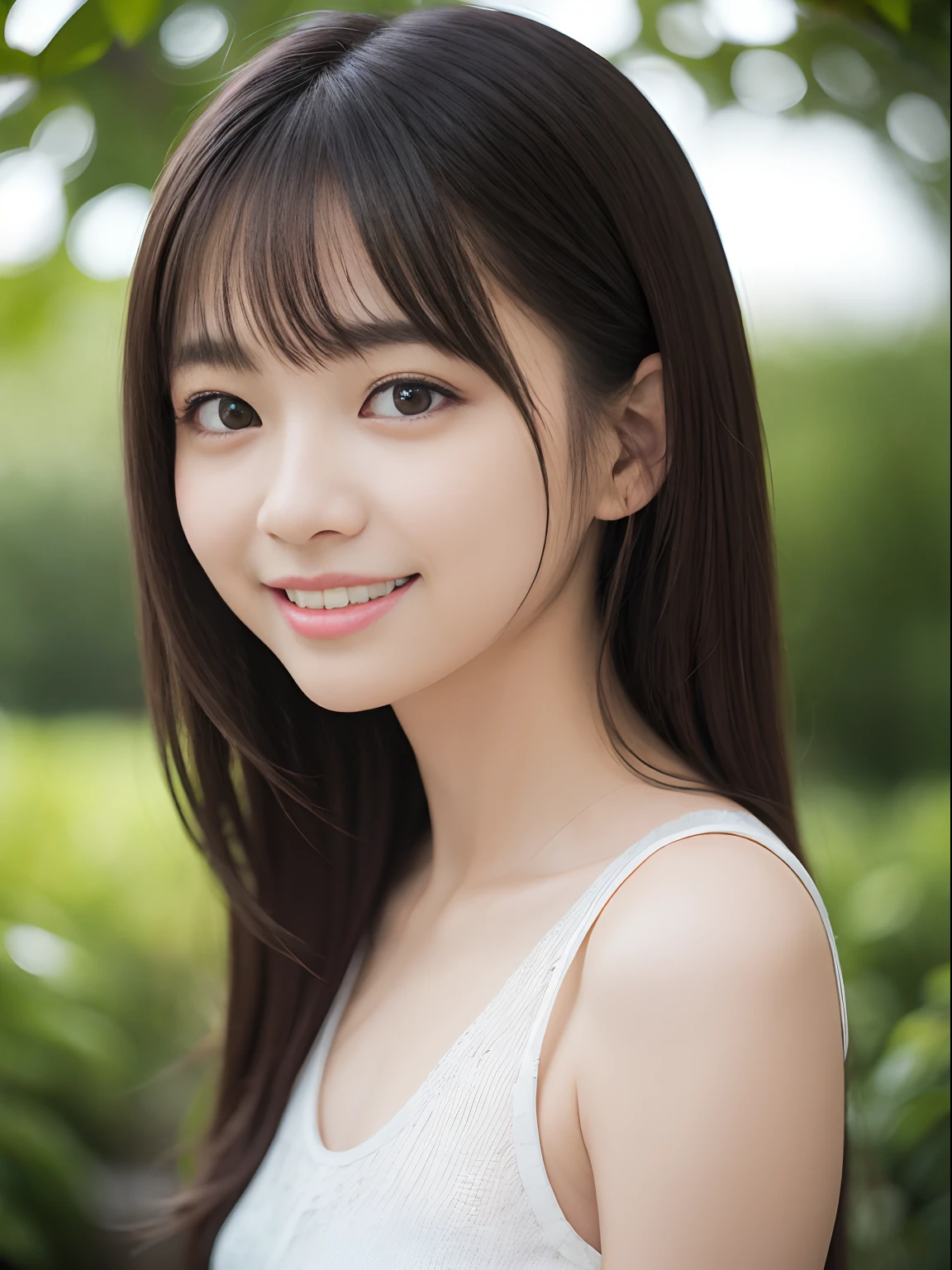 (8k), (highest quality: 1.2), (Realistic), (Realistic: 1.37), Ultra-high resolution, 1 girl, Head to knee photo、cute, smile, Mouth closed, Beautiful details, Beautiful Nose, whole body, Wet Hair, Giant Dulcefo, pork, , (Big Breasts)、Saggy breasts、Soft Breasts、Voluptuous thighs、Heterochromia iridis