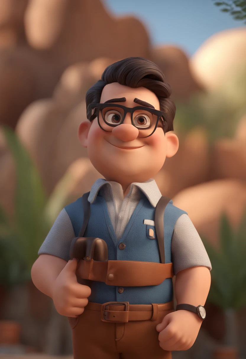 Cartoon character of a man with black glasses and a blue shirt, animation character, Caractere estilizado, animation style rendering, 3D estilizado, Arnold Maya render, 3 d render stylized, toon render keyshot, Personagem 3D, Personagem 3D, 3d rendering stylized, 3 d character render, personagem de desenho animado, Personagem de close up, Pose de personagem, (Estilo Pixar) (master part:1.2) (Bokeh) (best quality) (pele detalhada) (textura detalhada) (8k) (argila) (Cinematic lighting) (foco nítido