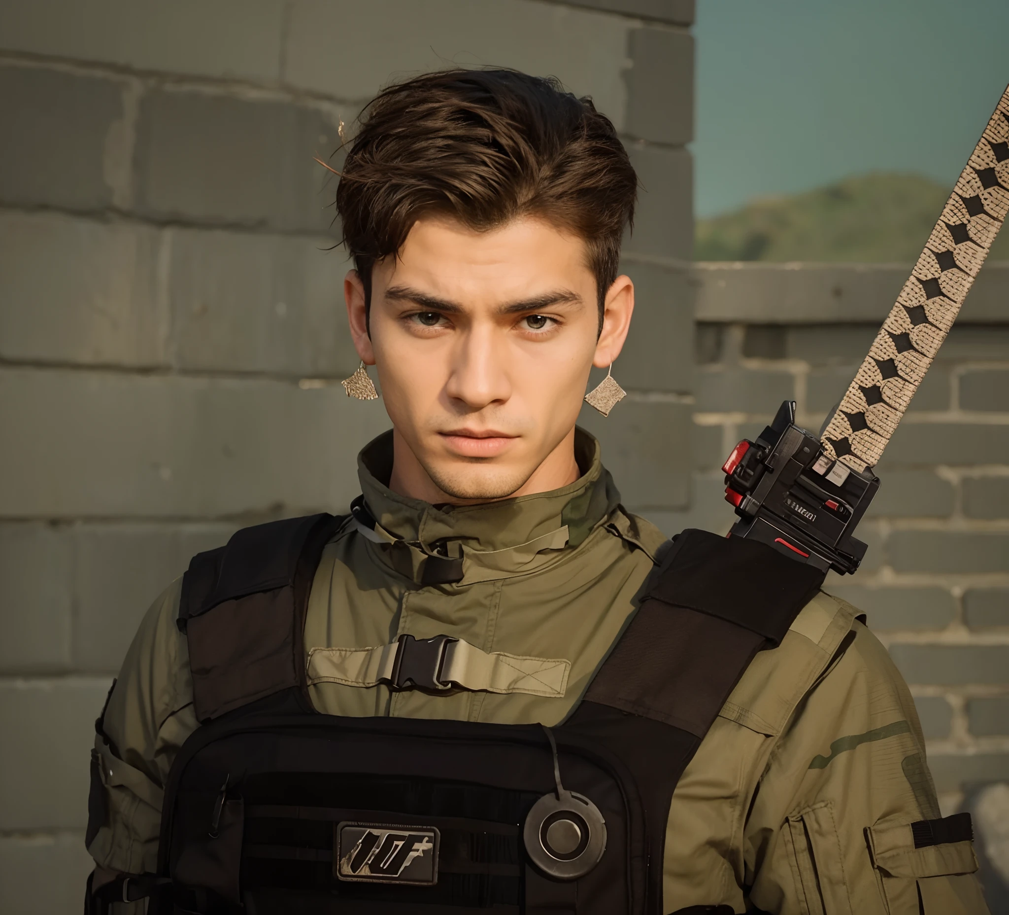 homem em guerra,holding a gun in his hand