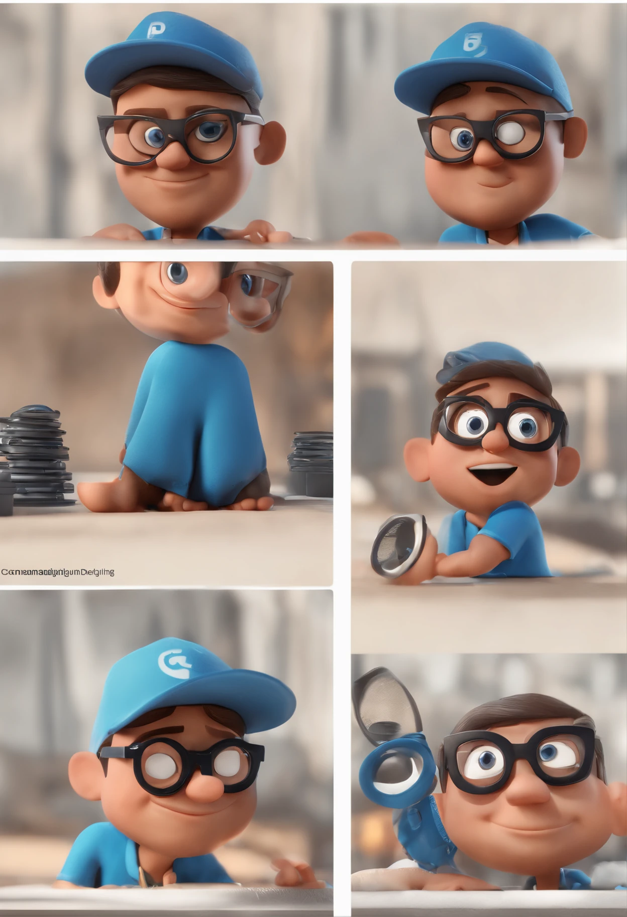 Cartoon character of a man with black glasses and a blue shirt, animation character, Caractere estilizado, animation style rendering, 3D estilizado, Arnold Maya render, 3 d render stylized, toon render keyshot, Personagem 3D, Personagem 3D, 3d rendering stylized, 3 d character render, personagem de desenho animado, Personagem de close up, Pose de personagem, (Estilo Pixar) (master part:1.2) (Bokeh) (best quality) (pele detalhada) (textura detalhada) (8k) (argila) (Cinematic lighting) (foco nítido